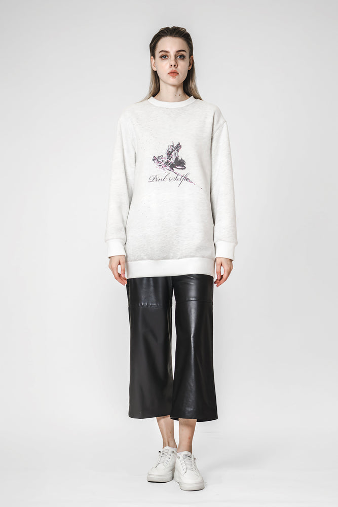 
                  
                    MOON GRAY / WHITE LONGLINE CASUAL SWEATSHIRT
                  
                