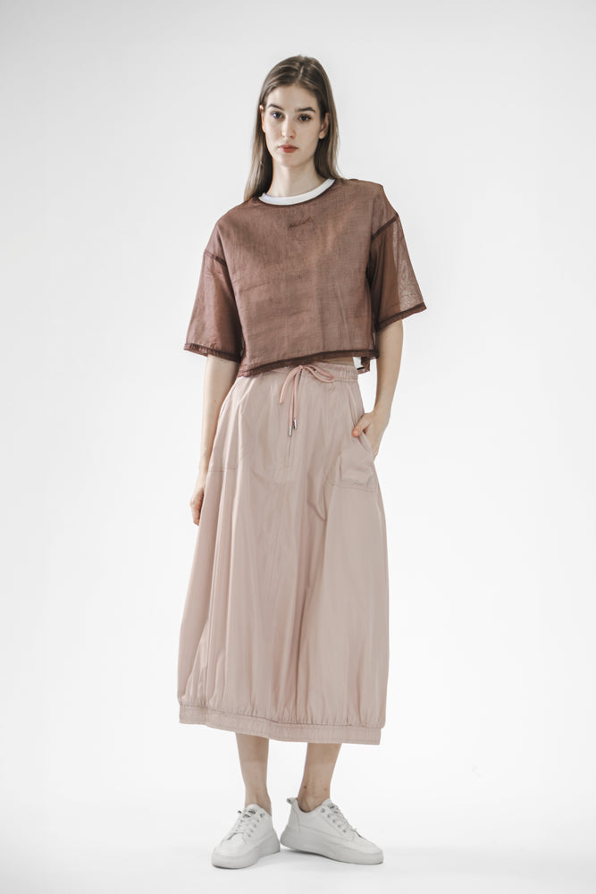 
                  
                    COFFEE/PINK SMOOTH FINISH A-LINE BUBBLE SKIRT
                  
                