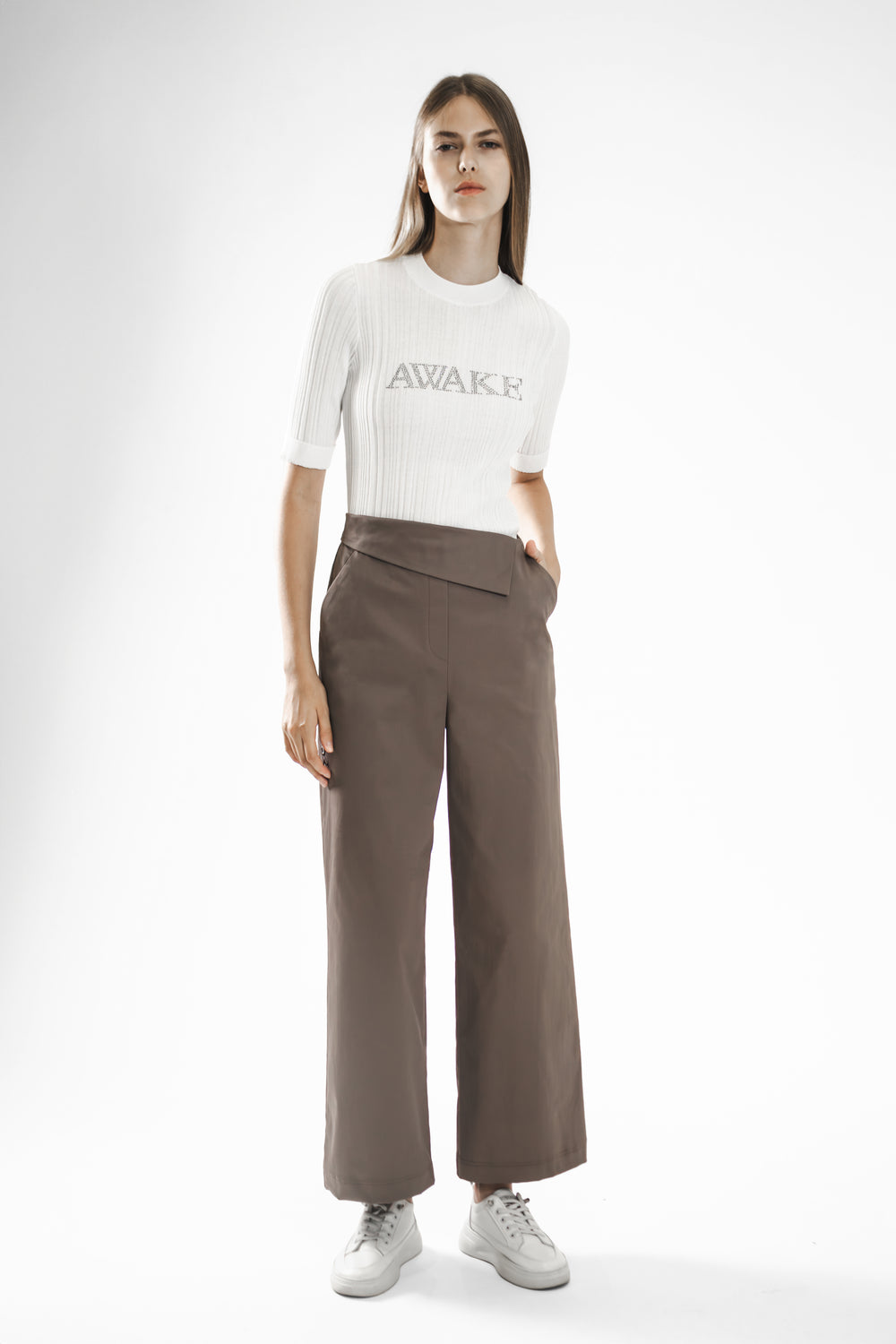 BROWN FLAP-STYLE COTTON TROUSERS