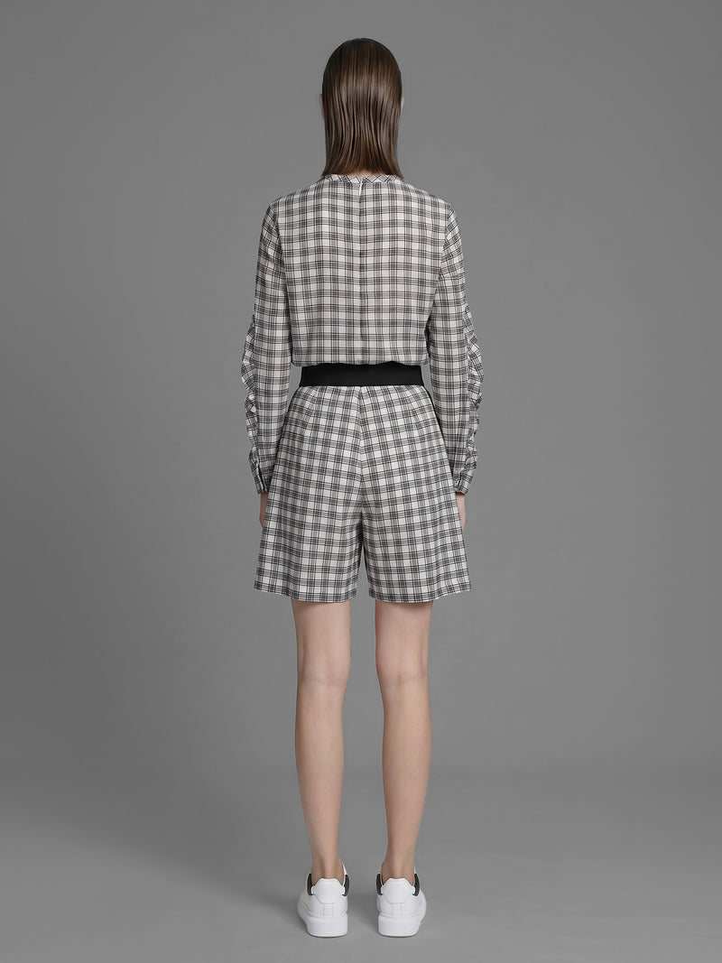 CLASSIC BLACK/WARM BRICK RED PLAID SHORTS
