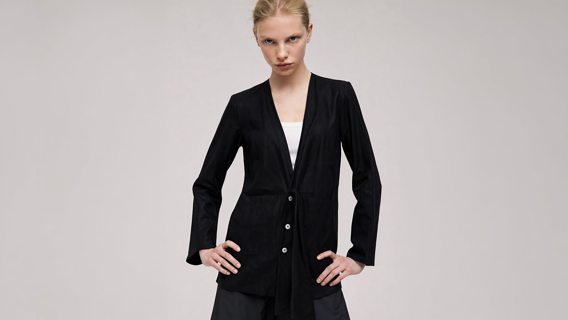 MISTY PINK / STARLIGHT BLACK MESH CASUAL BLAZER