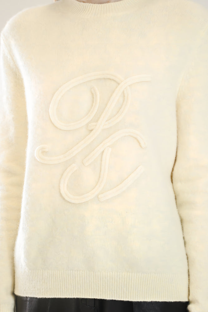 
                  
                    EGG YELLOW LOGOPS EMBOSSED ROUND-NECK CASUAL SWEATER
                  
                