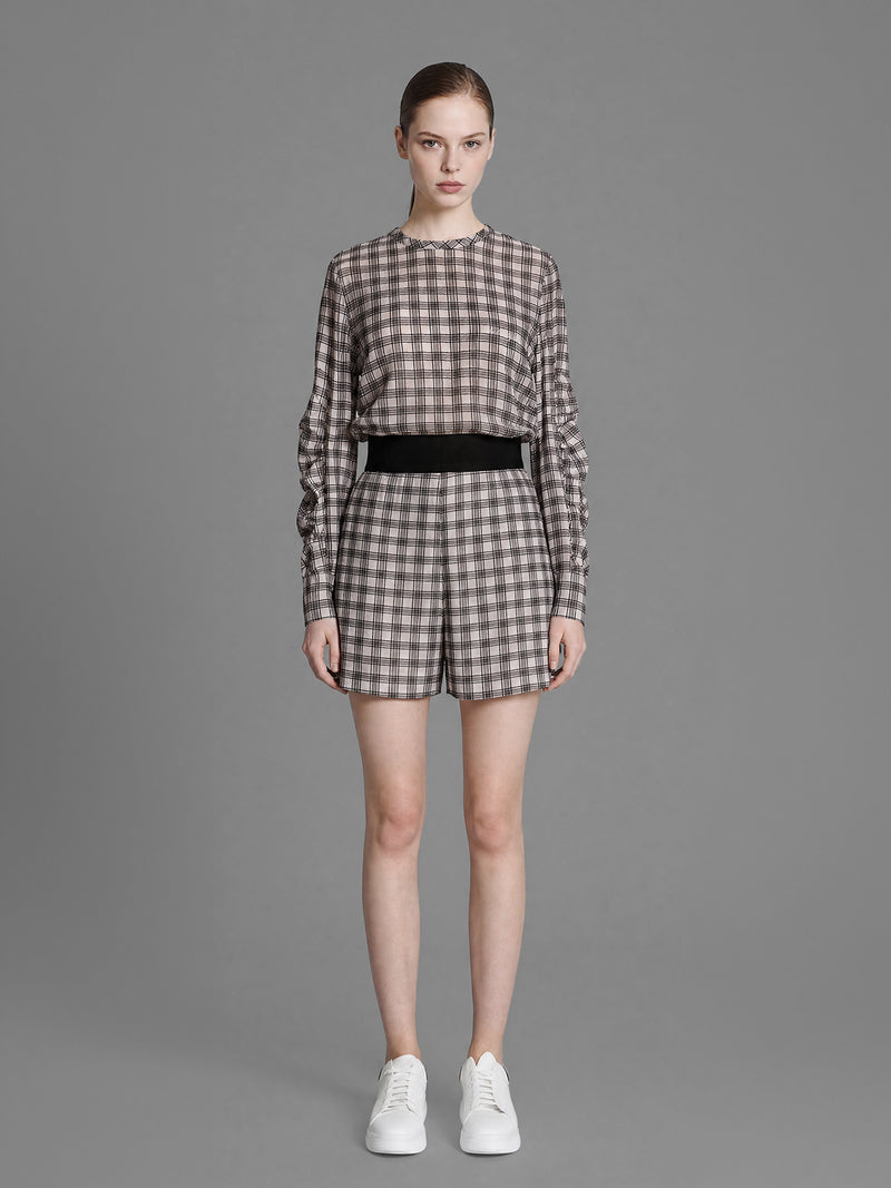 CLASSIC BLACK/WARM BRICK RED PLAID SHORTS