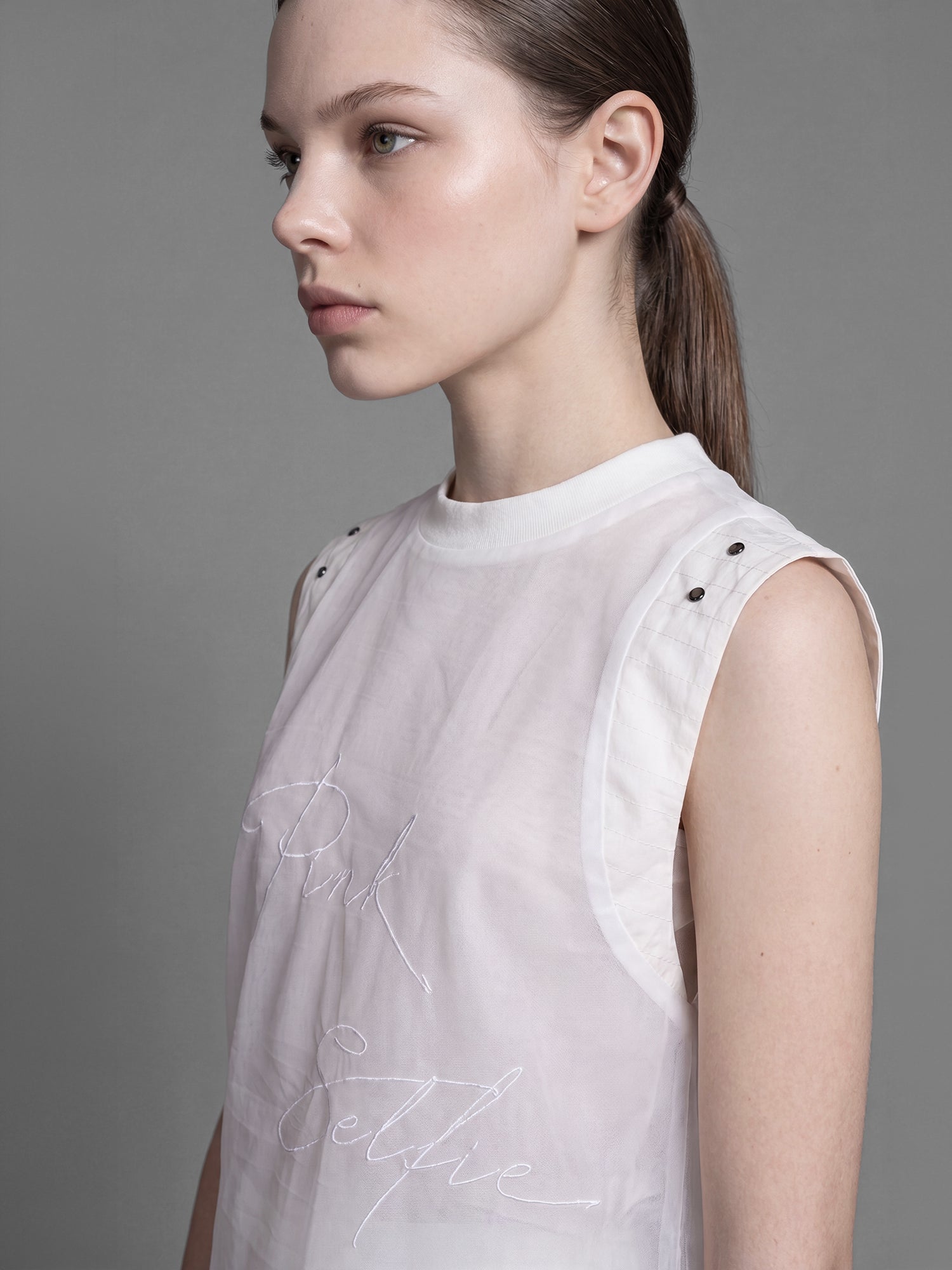 CLASSIC BLACK/STARRY WHITE MESH LONGLINE TANK TOP