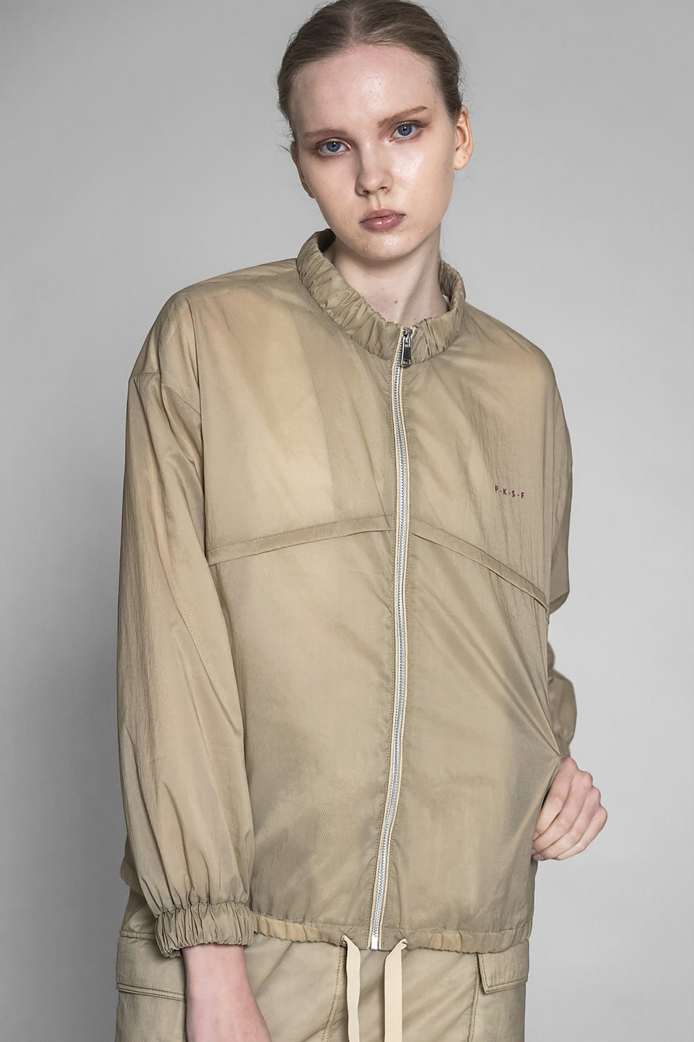 PINK BEIGE / DESERT KHAKI TRENCH COAT CASUAL JACKET