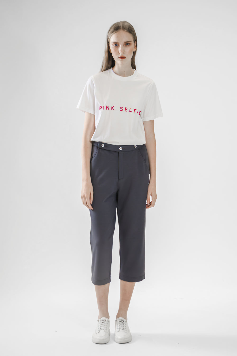 GRAY-PURPLE LOOSE-FIT STRAIGHT-LEG TROUSERS