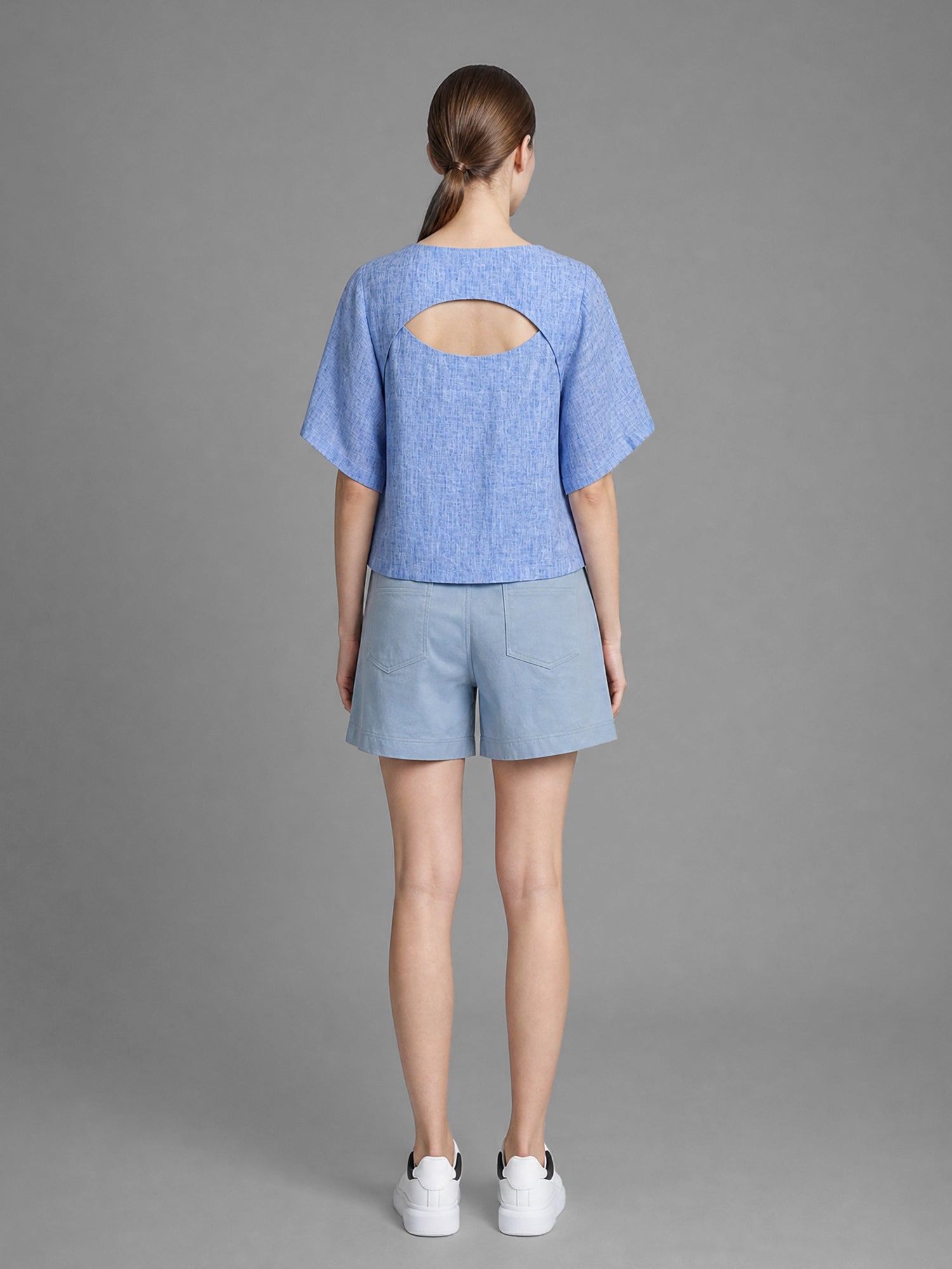 ICE BLUE/LAKE GREEN CROPPED DENIM PANTS