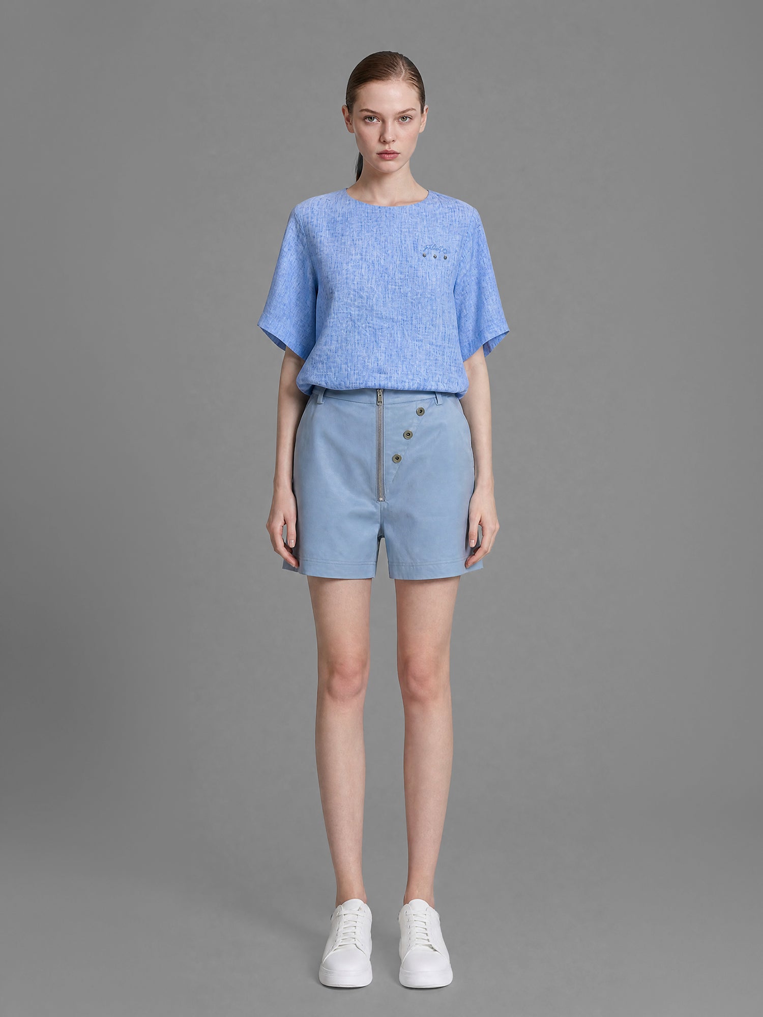 ICE BLUE/LAKE GREEN CROPPED DENIM PANTS
