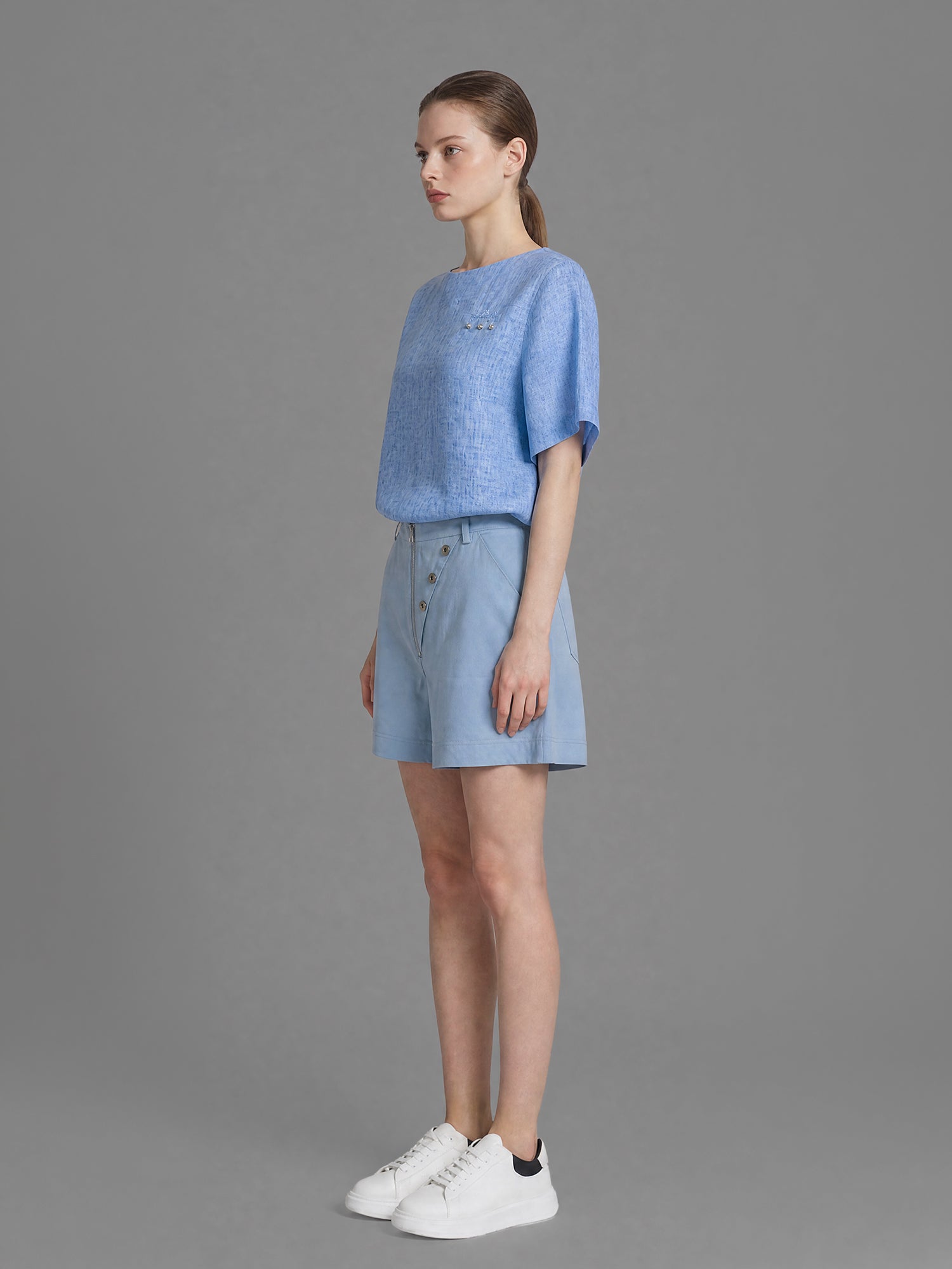 ICE BLUE/LAKE GREEN CROPPED DENIM PANTS