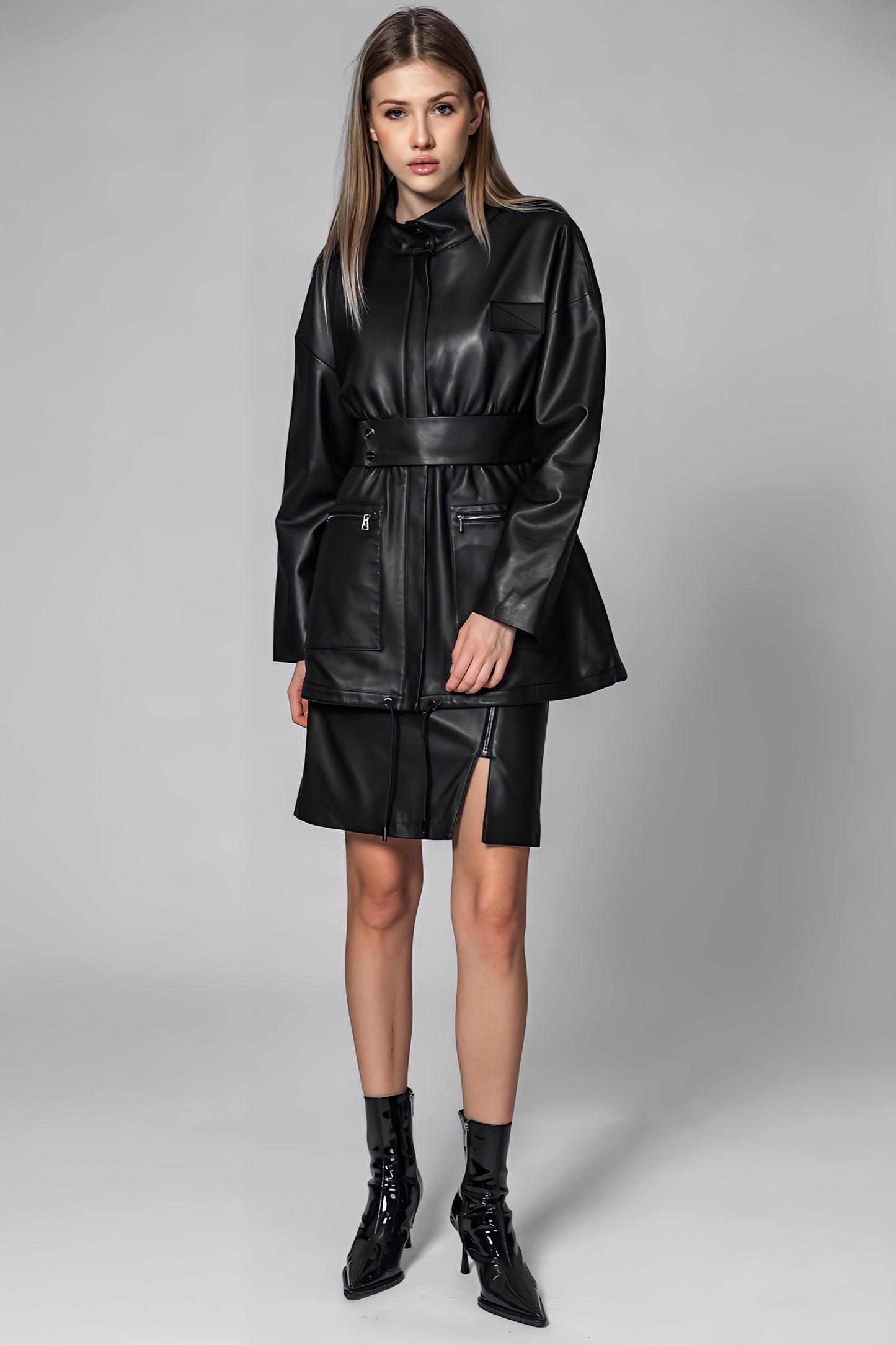 
                  
                    BLACK/BROWN GENUINE LEATHER LONG COAT
                  
                