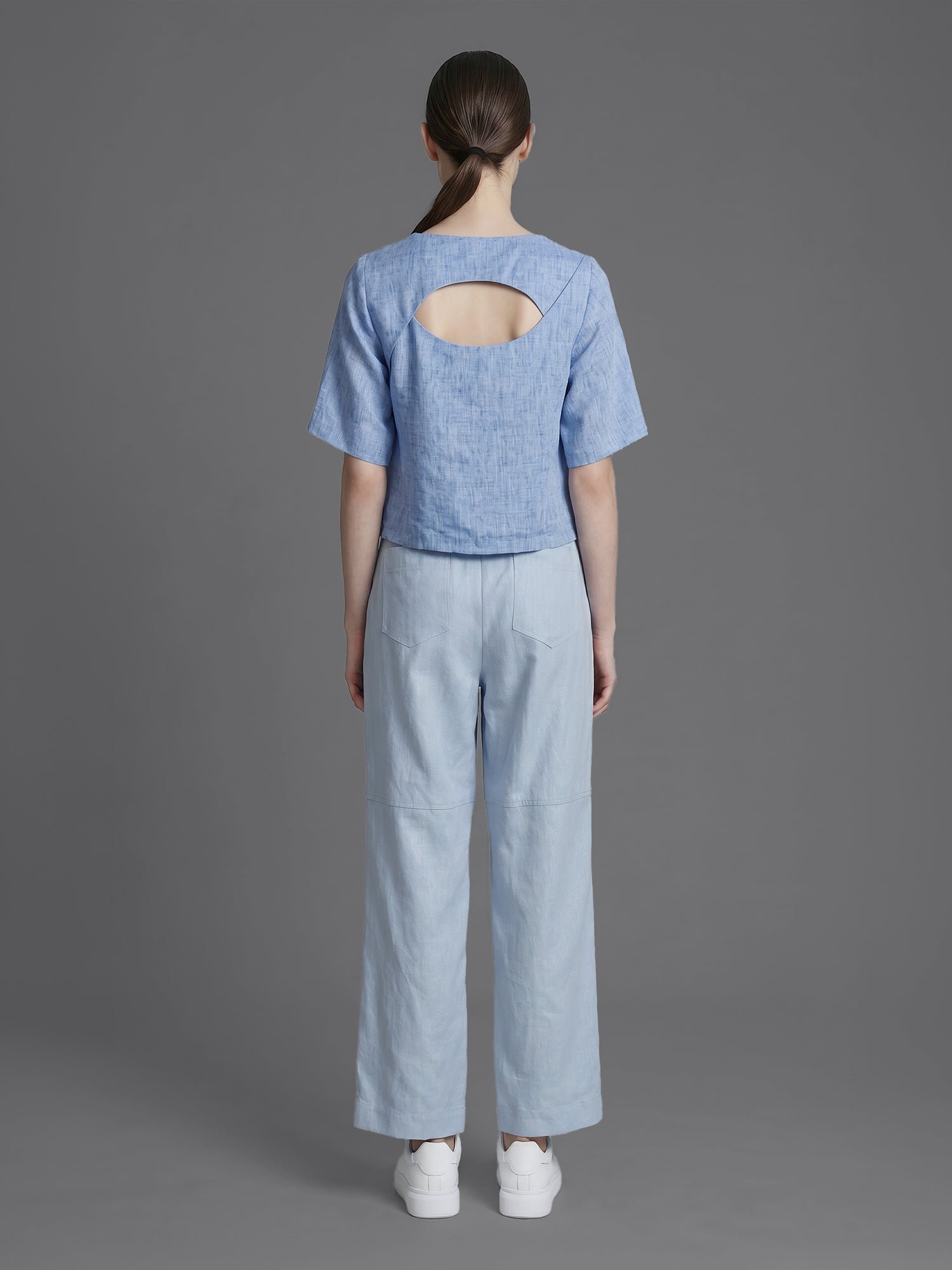 ICE BLUE/LAKE GREEN LONG DENIM PANTS