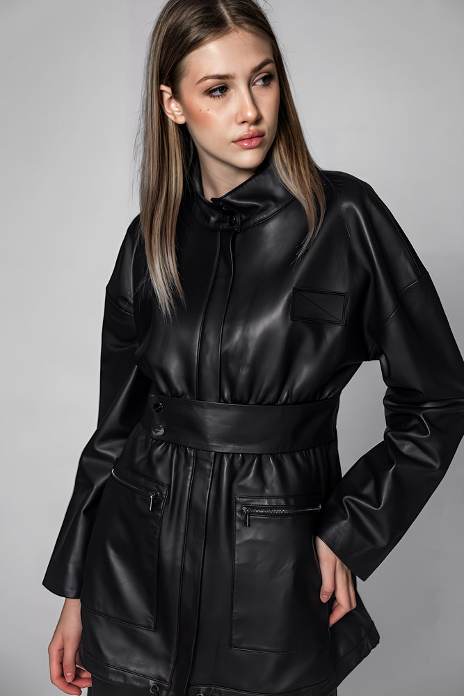 
                  
                    BLACK/BROWN GENUINE LEATHER LONG COAT
                  
                