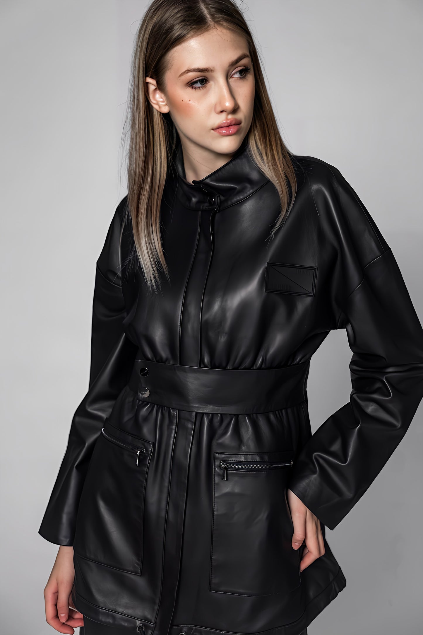 
                  
                    BLACK/BROWN GENUINE LEATHER LONG COAT
                  
                