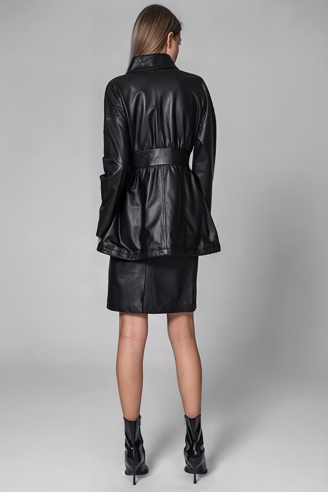 
                  
                    BLACK/BROWN GENUINE LEATHER LONG COAT
                  
                