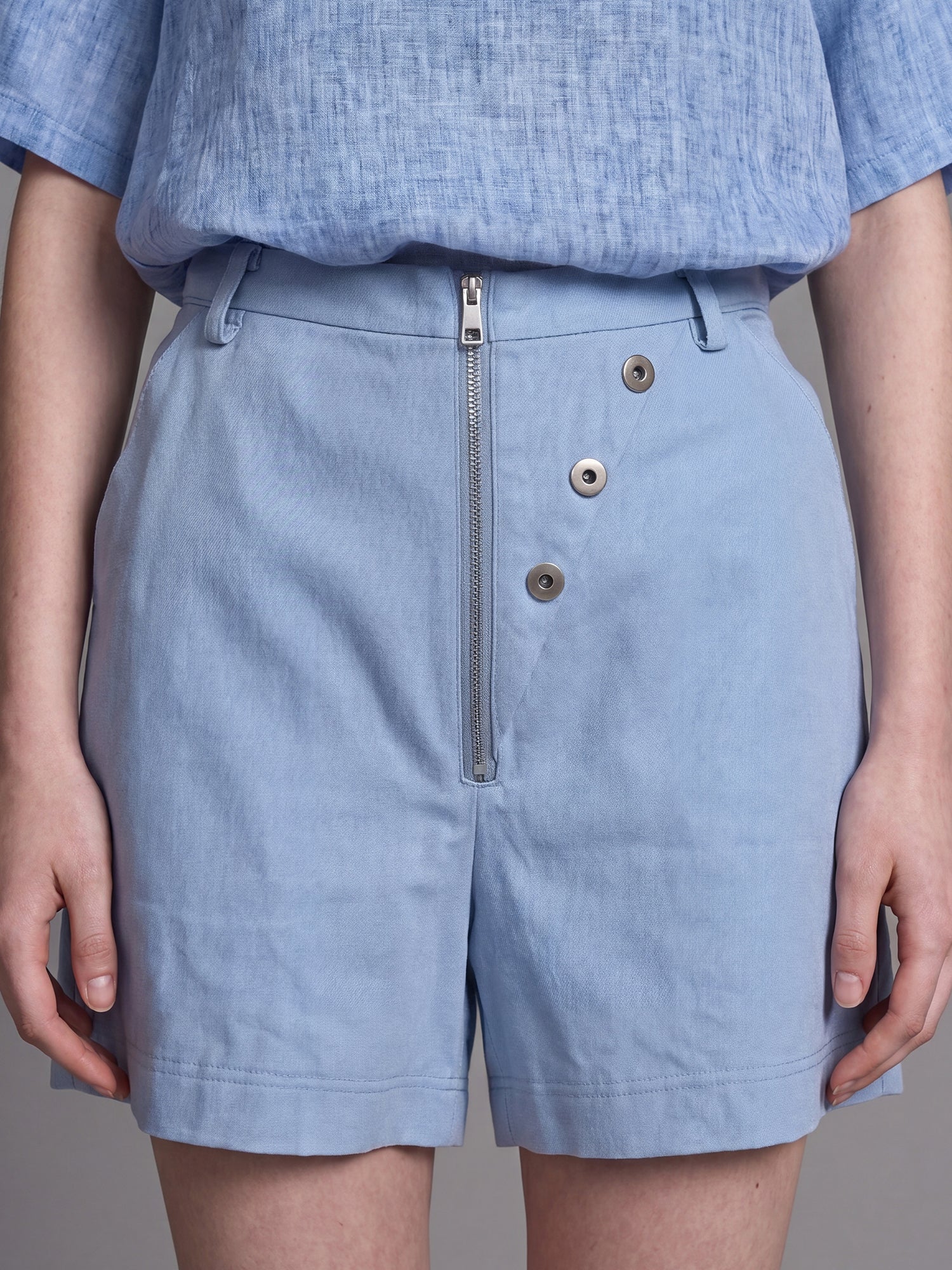 ICE BLUE/LAKE GREEN CROPPED DENIM PANTS