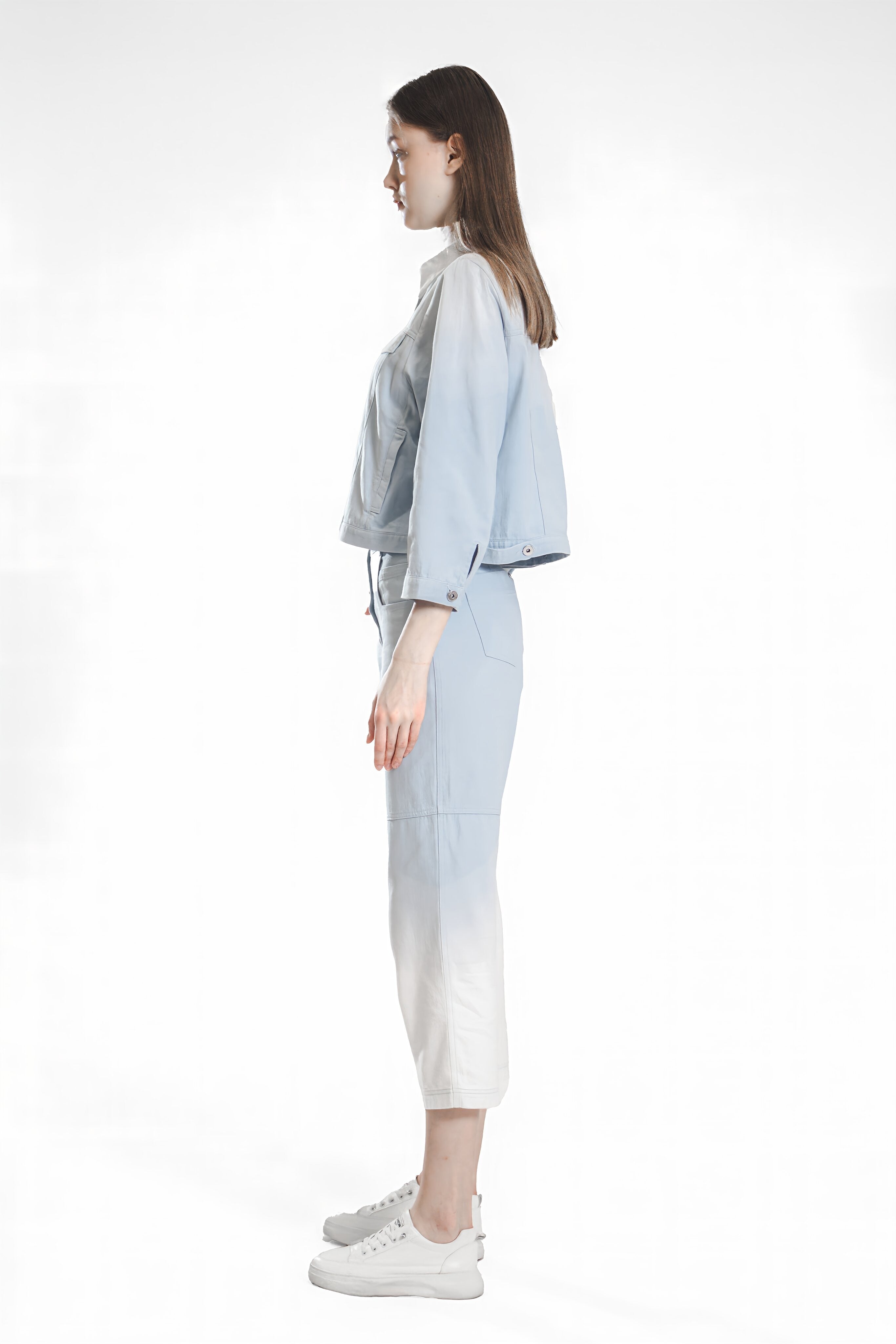 EXTRAORDINARY PINK/ICE BLUE LIGHT SLIM-FIT DENIM PANTS