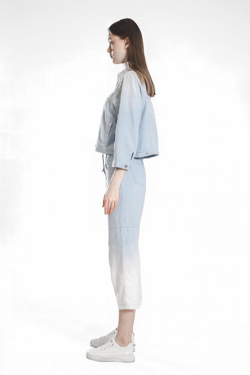 EXTRAORDINARY PINK/ICE BLUE LIGHT SLIM-FIT DENIM PANTS