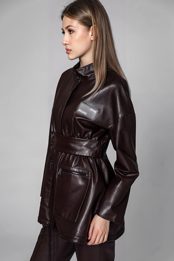 
                  
                    BLACK/BROWN GENUINE LEATHER LONG COAT
                  
                