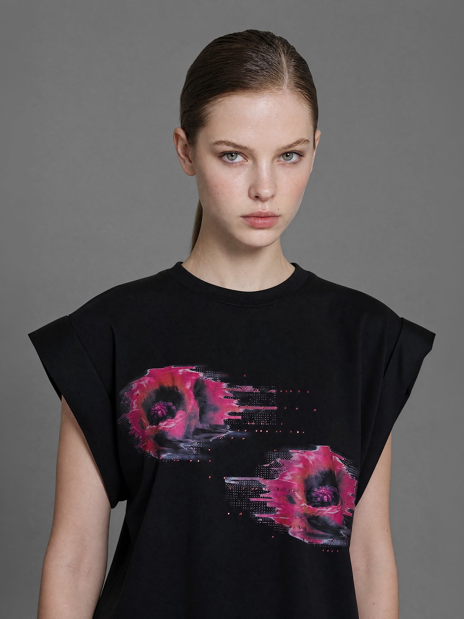 CLASSIC BLACK/STARRY WHITE FLORAL PRINT TOP