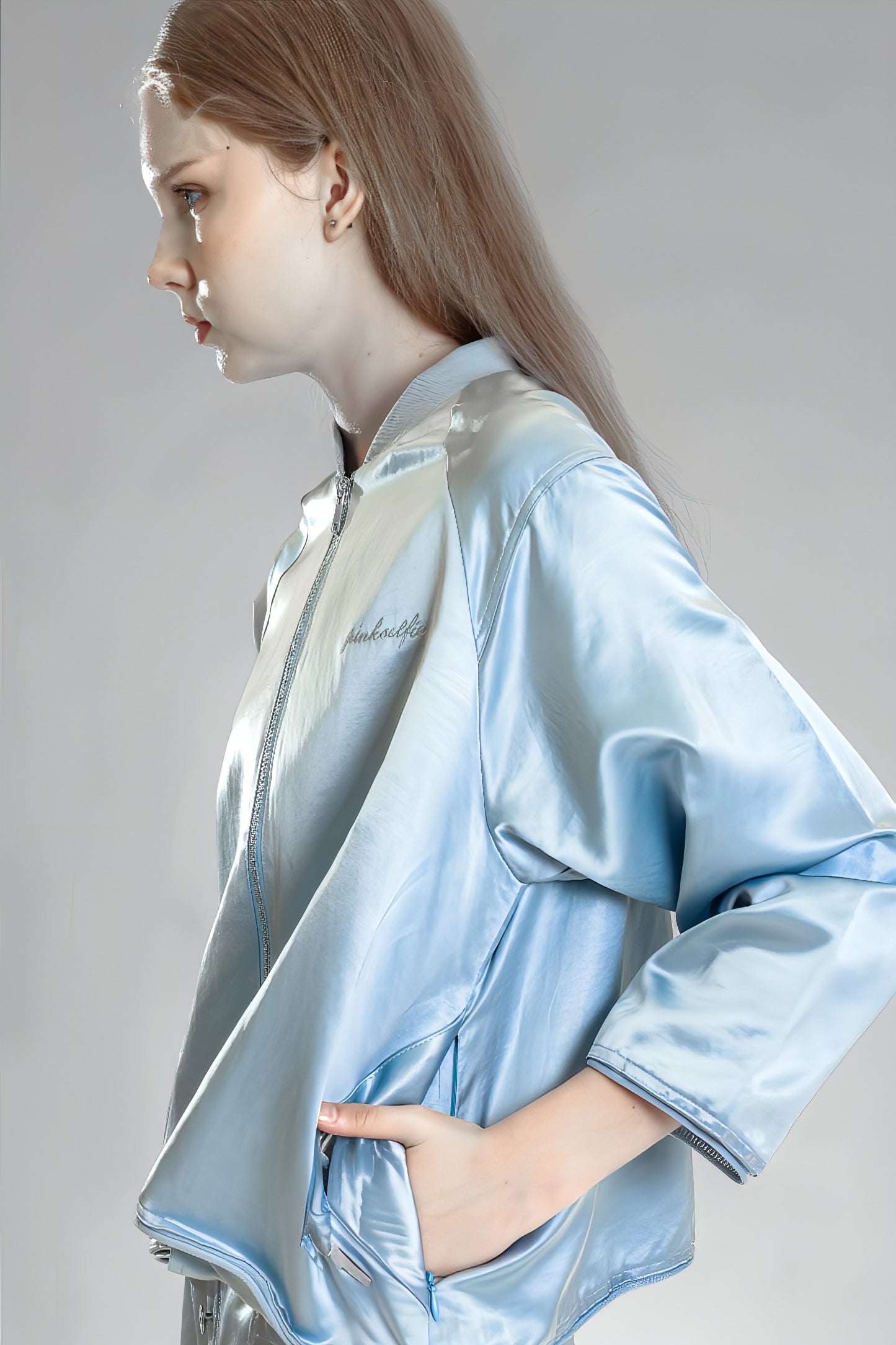 
                  
                    PINK/BLUE SATIN LINEN CASUAL JACKET
                  
                