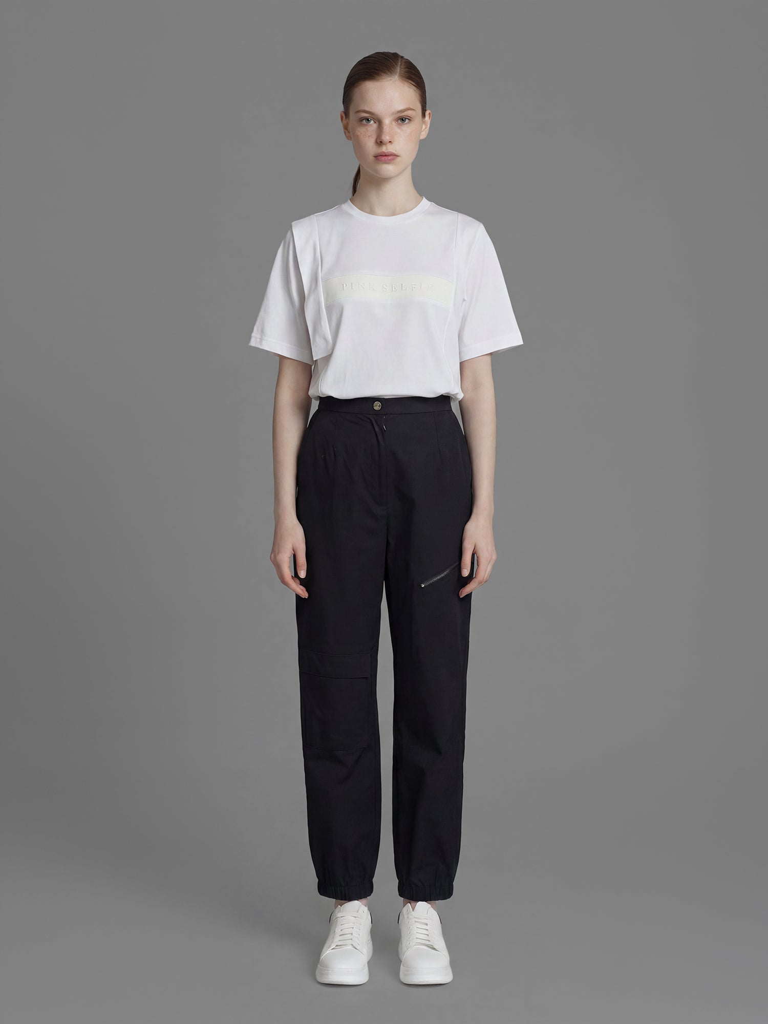 CLASSIC BLACK MESH CASUAL UTILITY DRAWSTRING PANTS