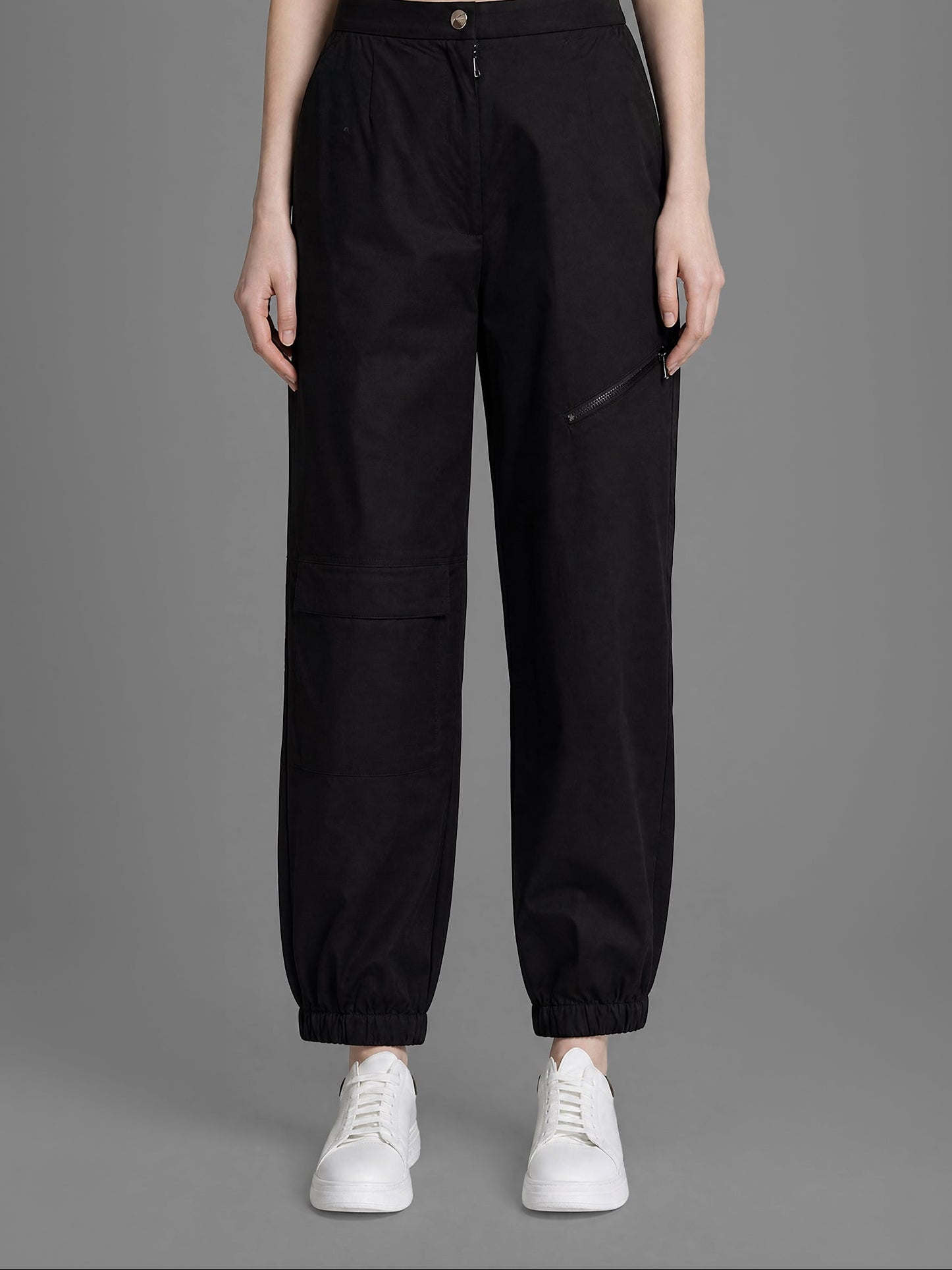 CLASSIC BLACK MESH CASUAL UTILITY DRAWSTRING PANTS