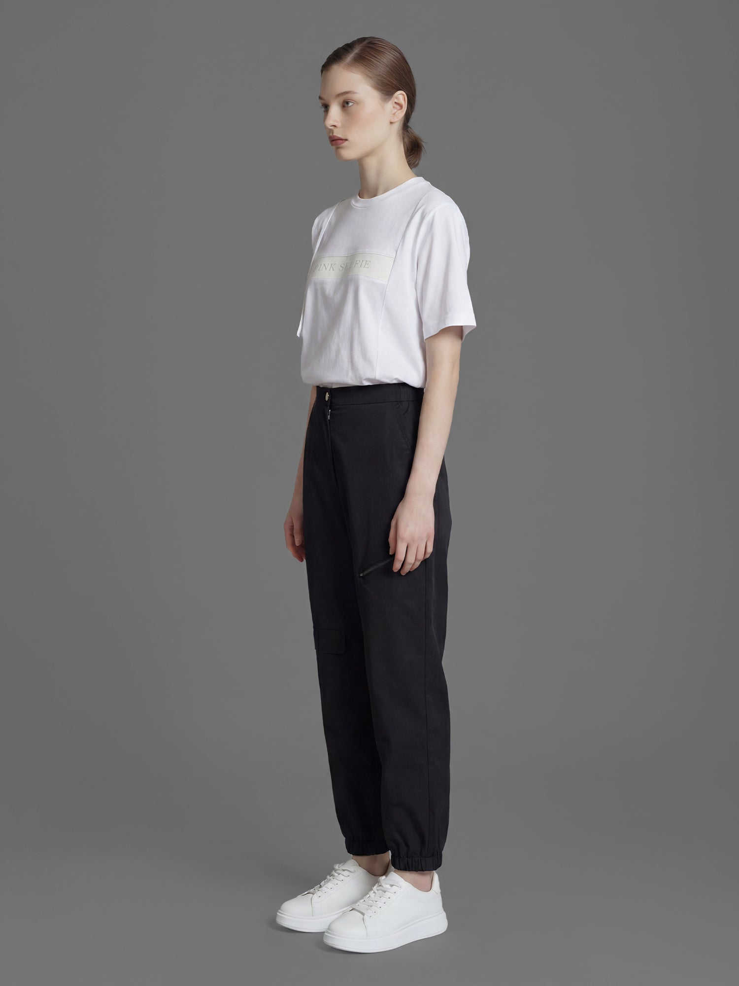 CLASSIC BLACK MESH CASUAL UTILITY DRAWSTRING PANTS