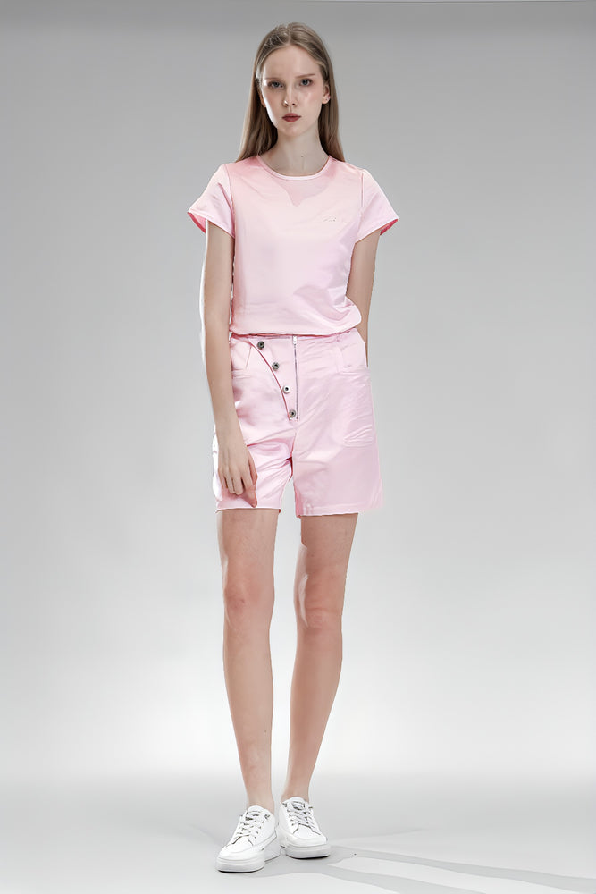 
                  
                    PINK SATIN LINEN CASUAL SHORTS
                  
                