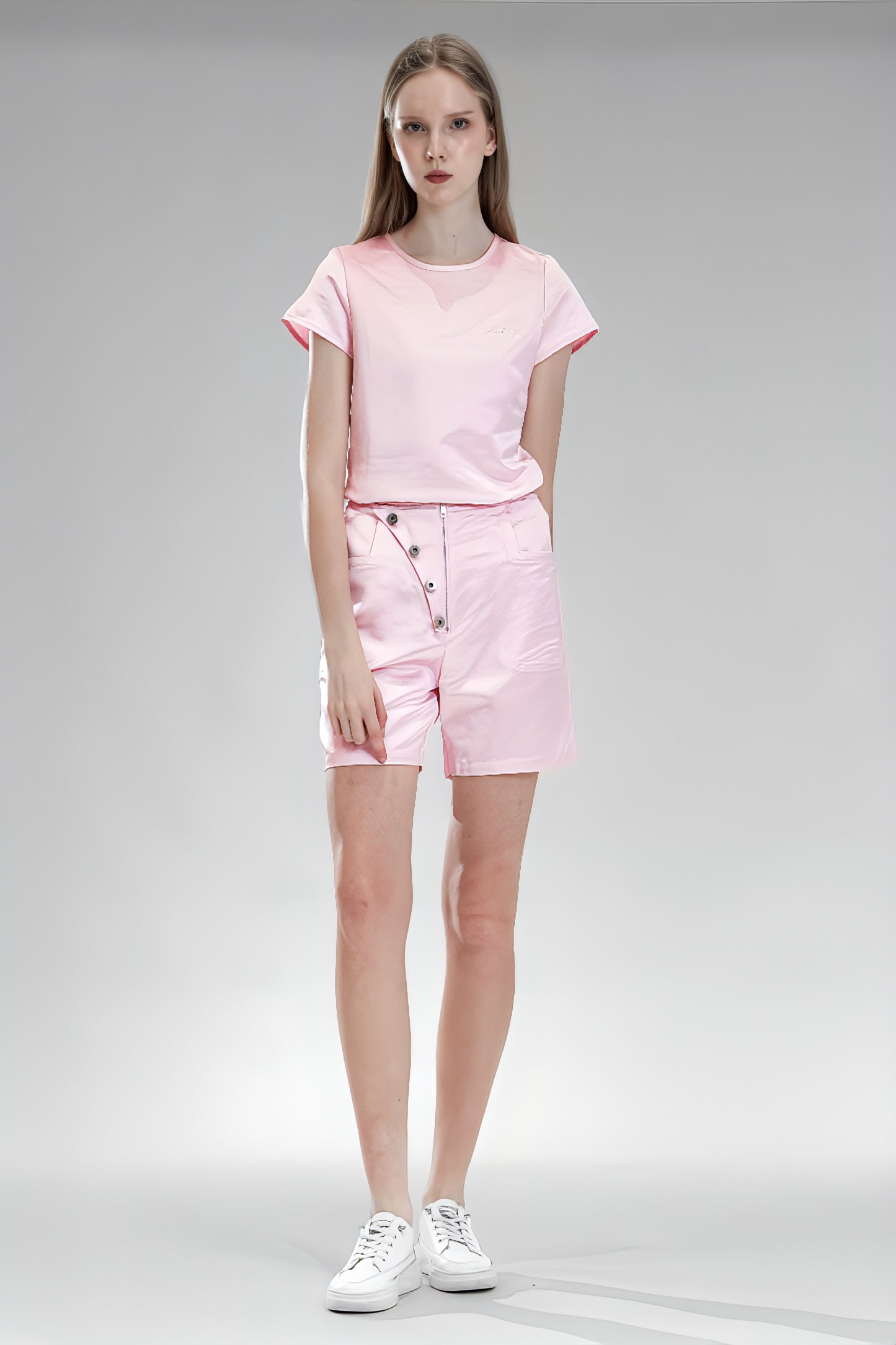 
                  
                    PINK SATIN LINEN CASUAL SHORTS
                  
                