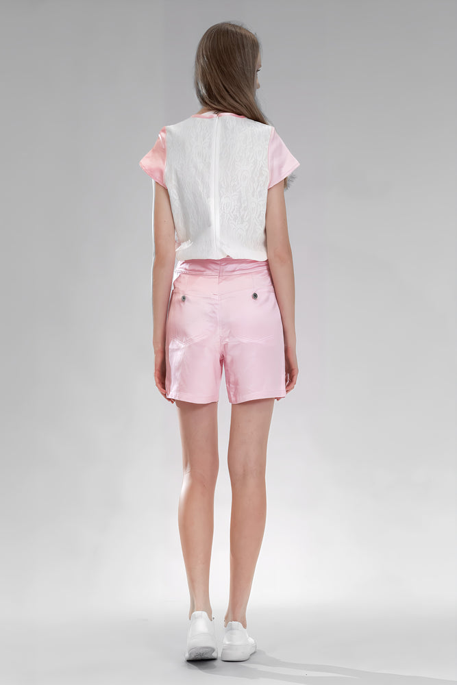 
                  
                    PINK SATIN LINEN CASUAL SHORTS
                  
                