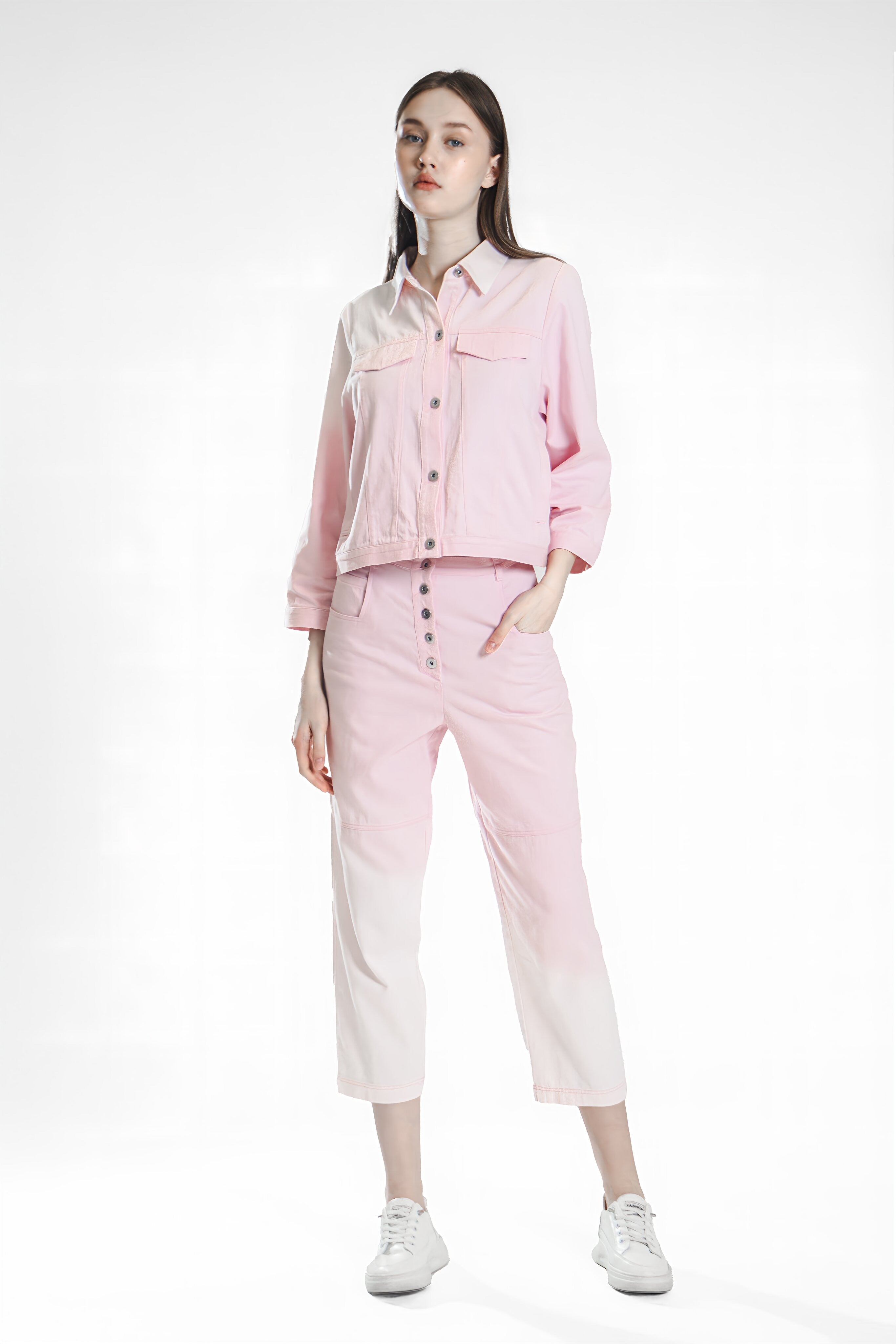 EXTRAORDINARY PINK/ICE BLUE LIGHT SLIM-FIT DENIM PANTS