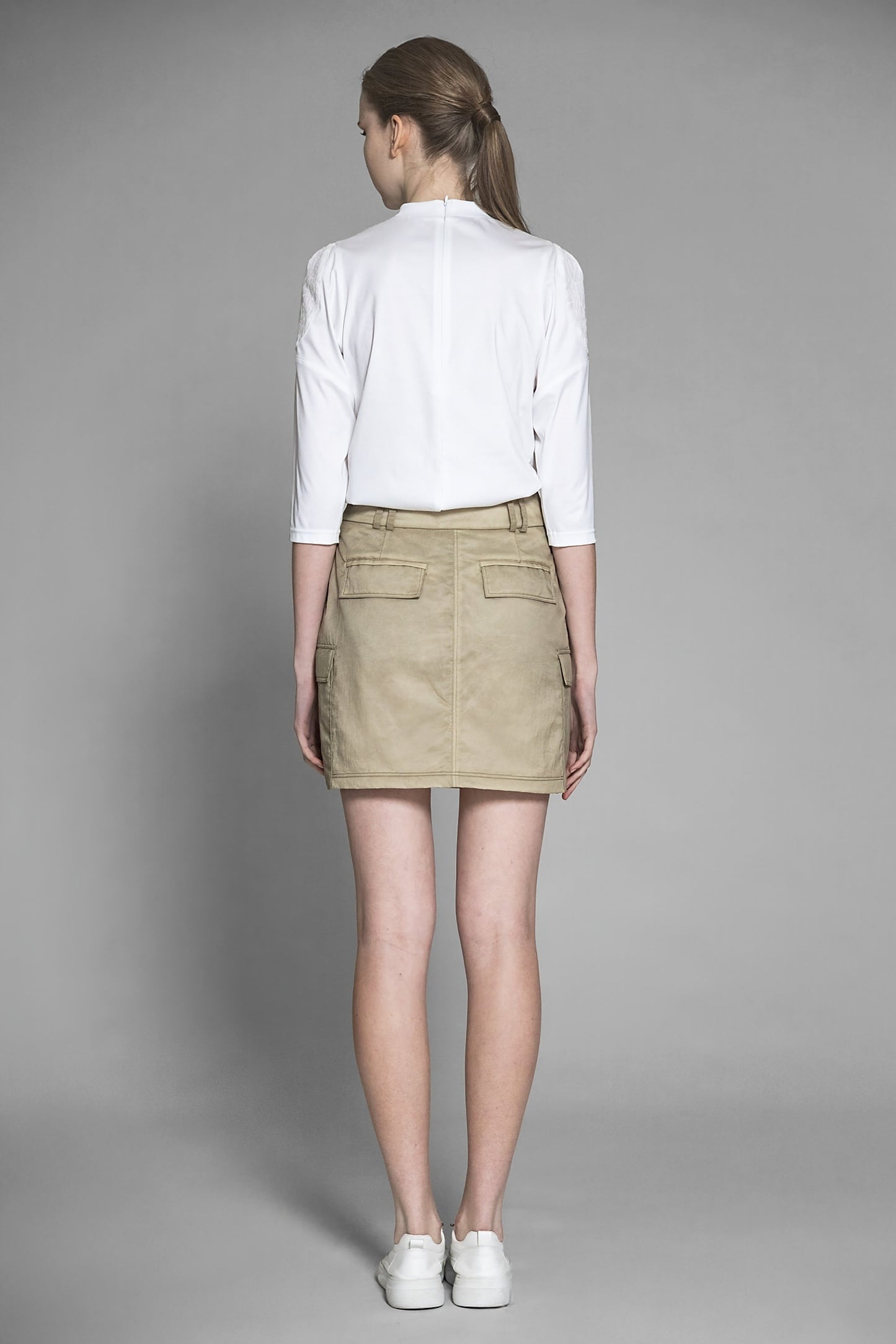 
                  
                    PINK BEIGE/DESERT KHAKI QUILTED TRENCH COAT SKIRT
                  
                