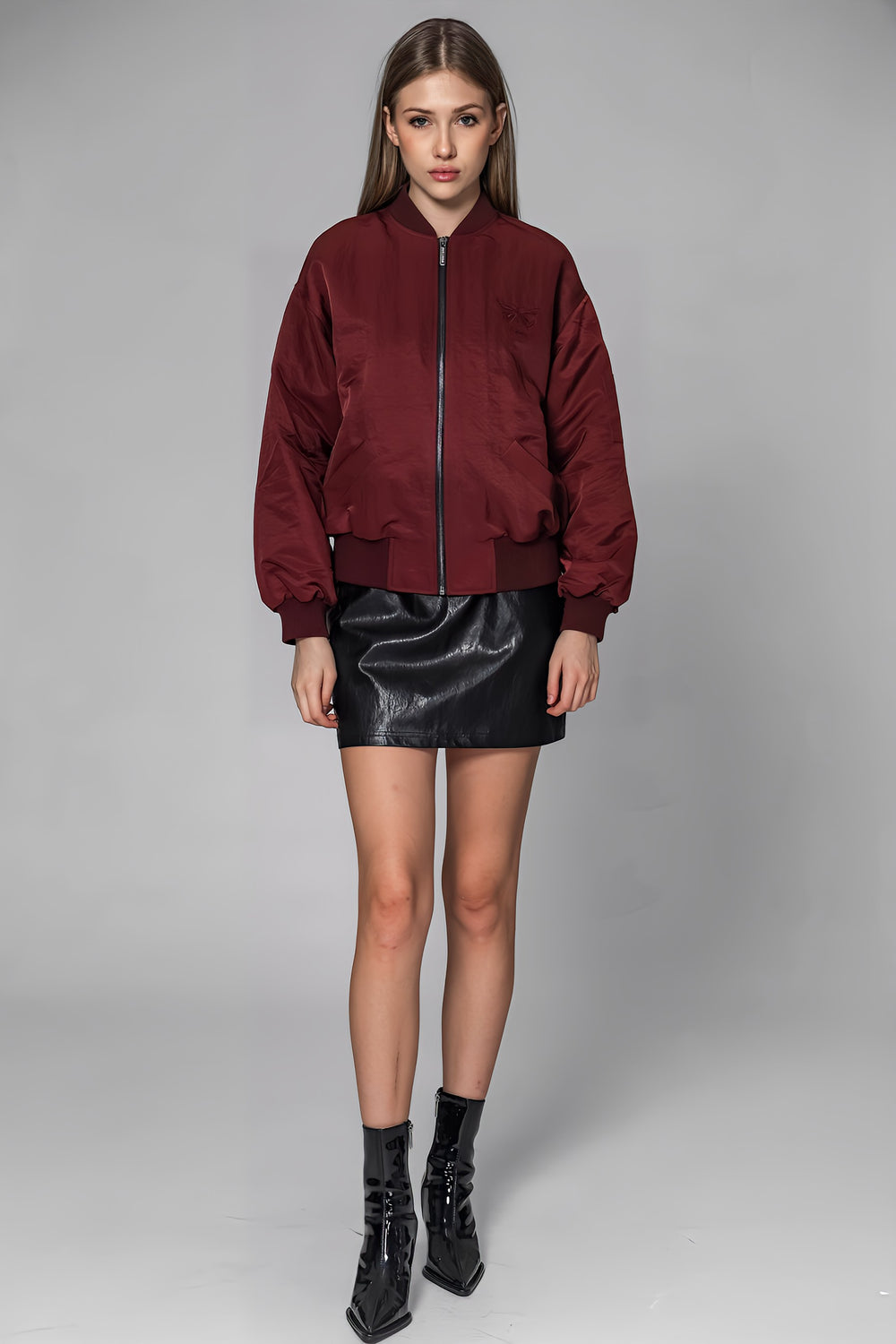 RED/GRAY TRENCH COAT BUTTERFLY-FLIGHT JACKET