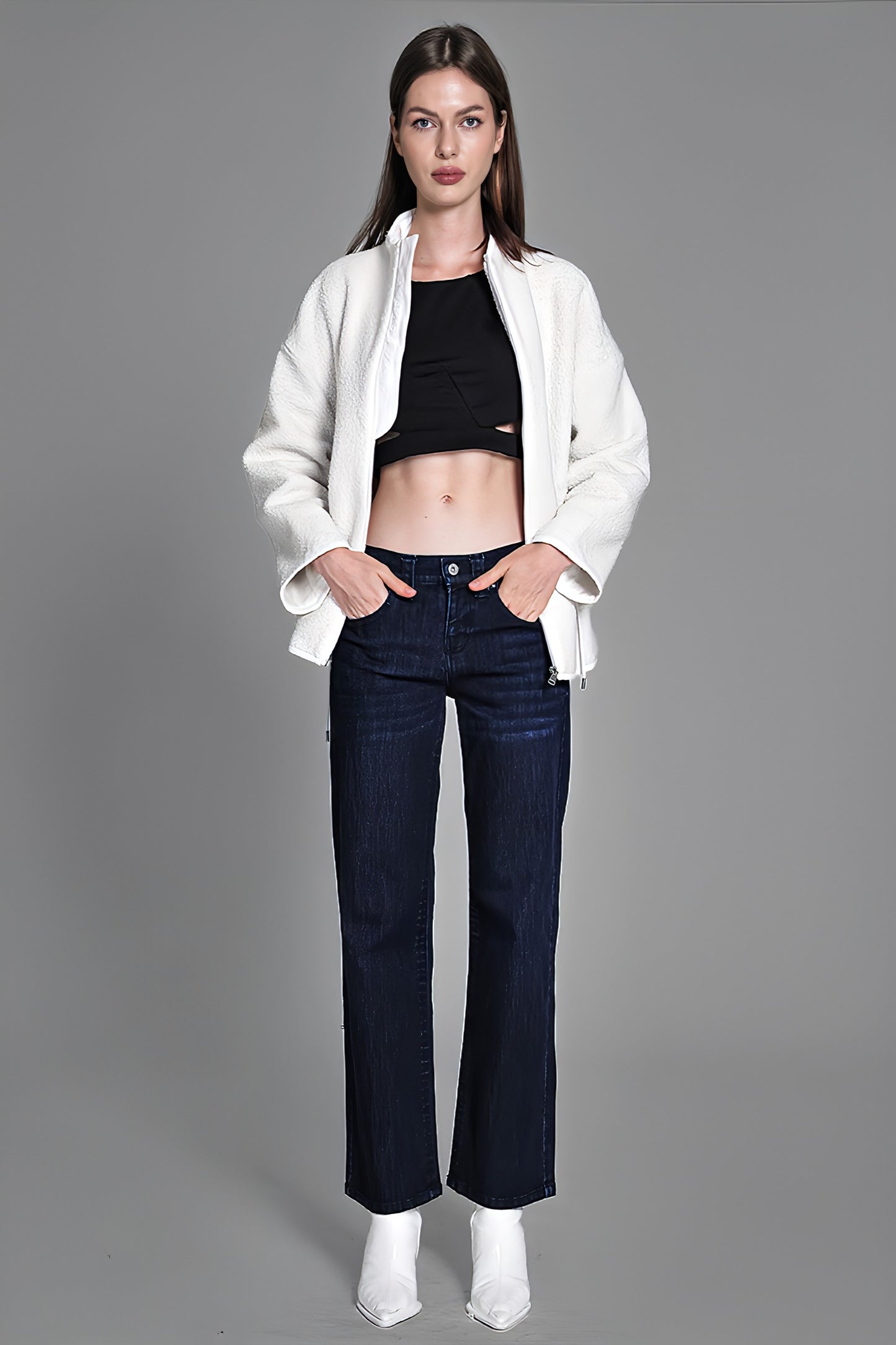 
                  
                    STRAIGHT-LEG RAW DENIM JEANS
                  
                