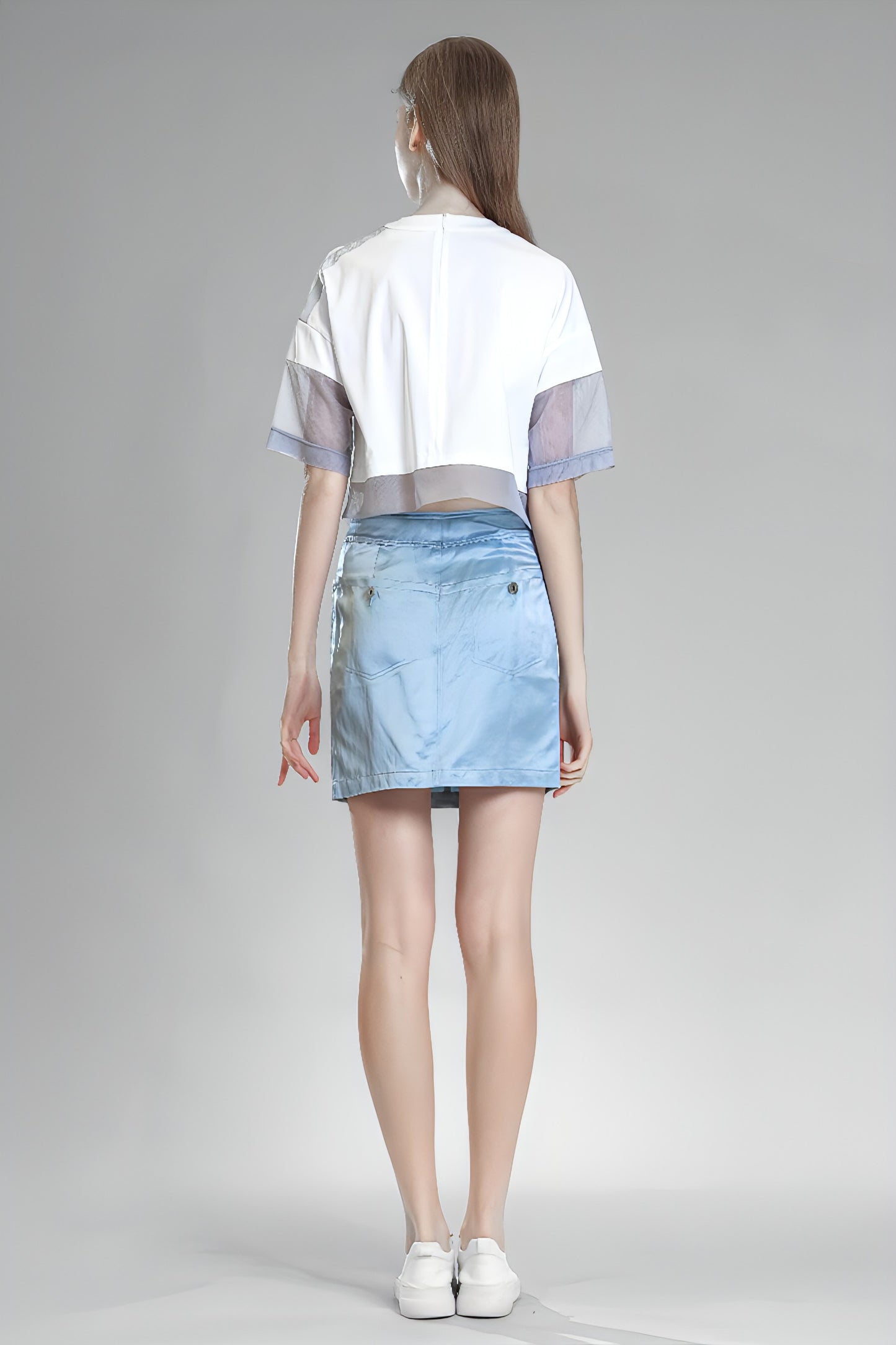 
                  
                    PINK/BLUE SATIN CASUAL SKIRT
                  
                
