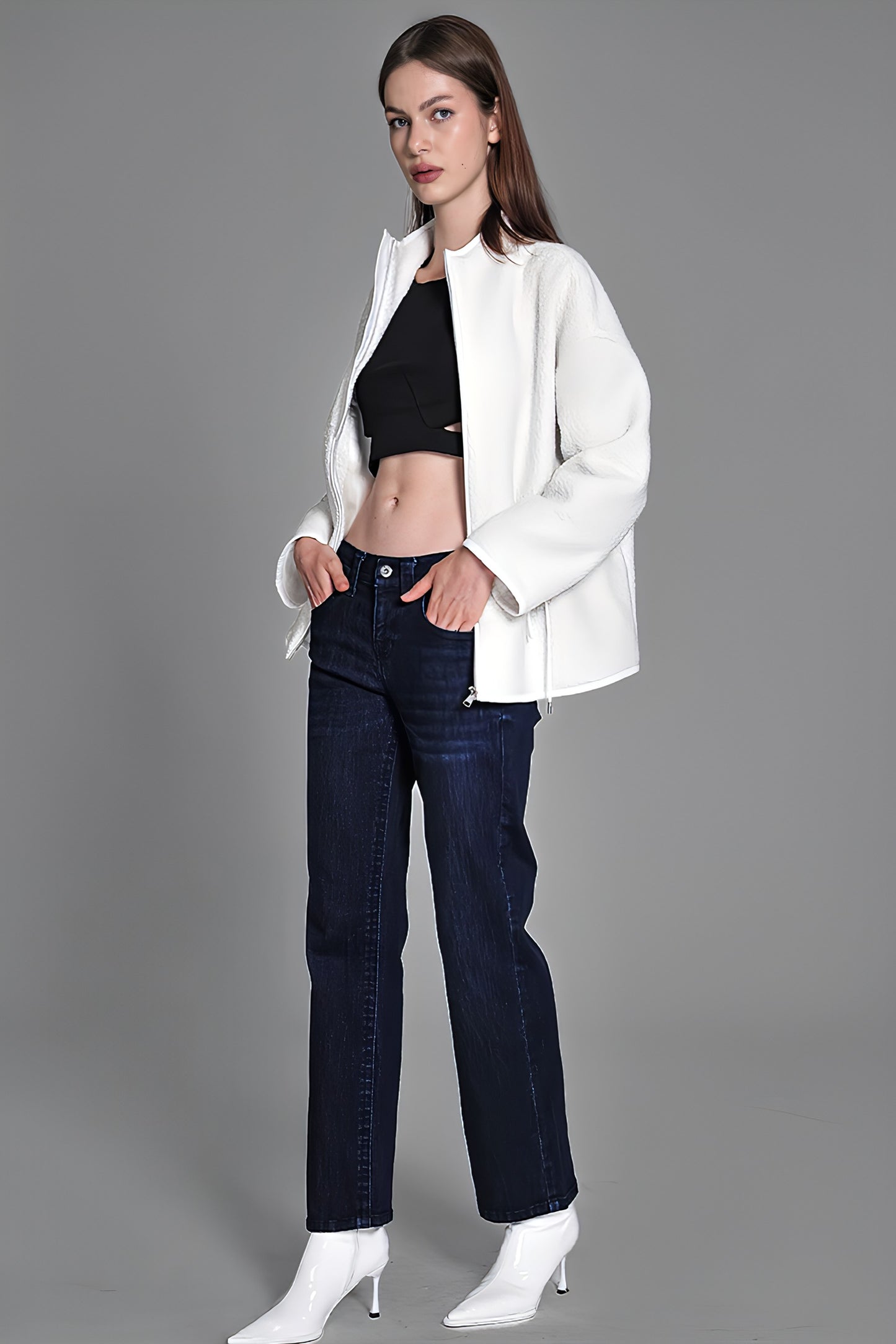 
                  
                    STRAIGHT-LEG RAW DENIM JEANS
                  
                