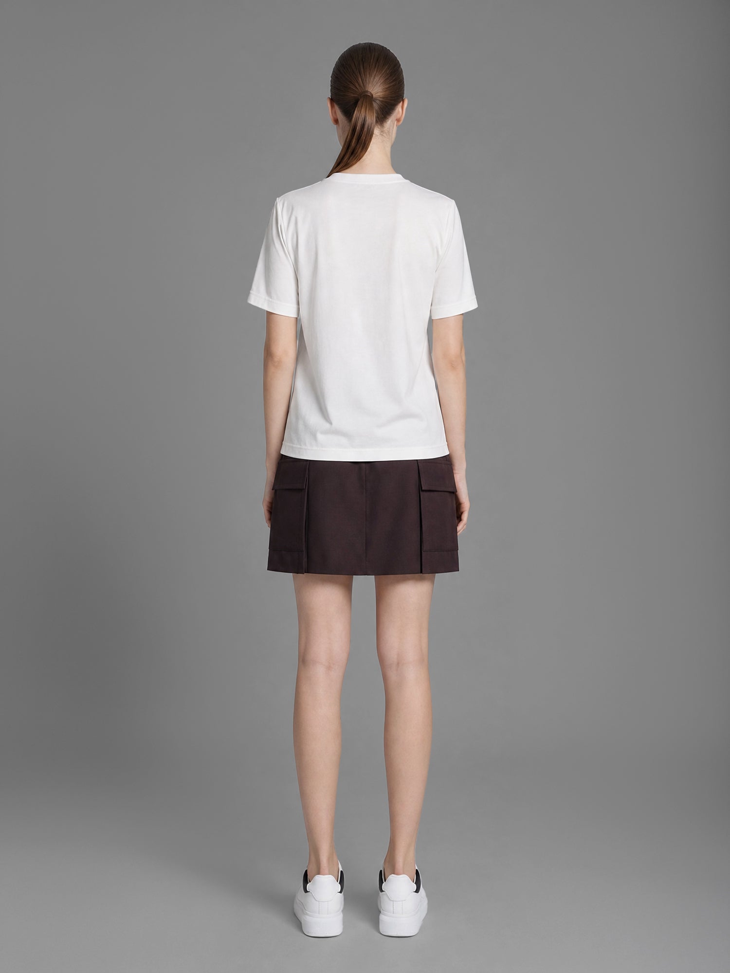 CLASSIC BLACK / STARRY WHITE FUTURISTIC LEATHER PATCHWORK SHORT-SLEEVE T-SHIRT