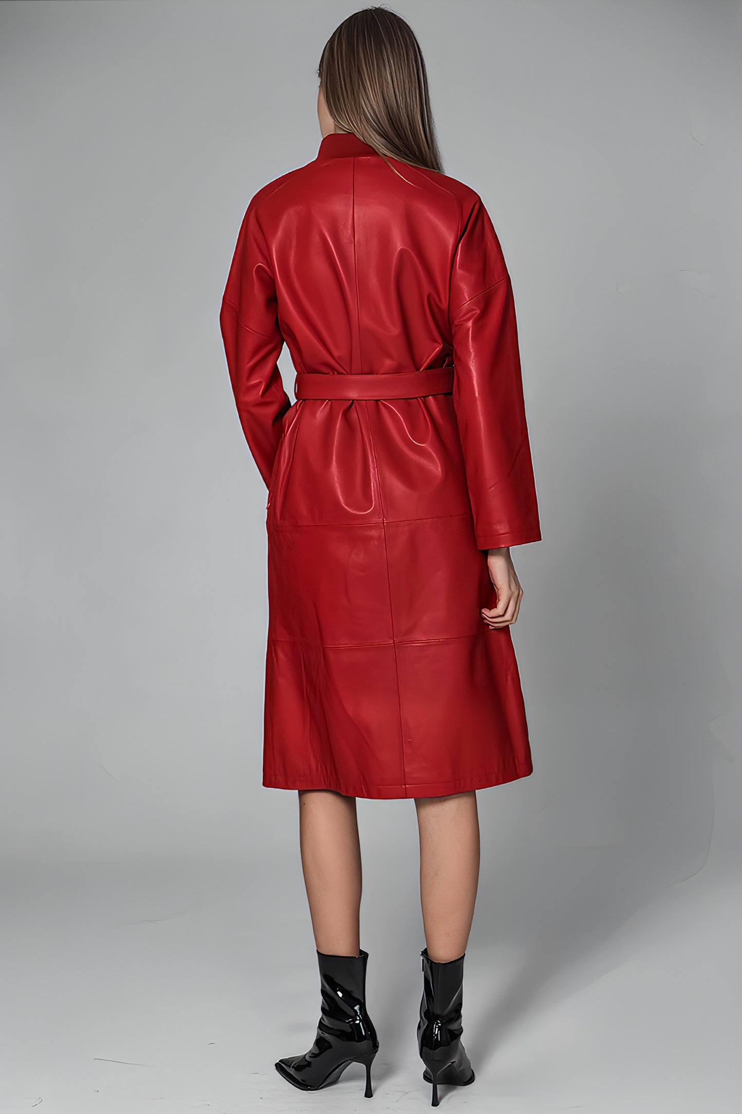 
                  
                    FASHIONABLE RED/BLACK LEATHER LONG DRESS COAT
                  
                