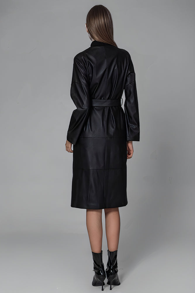 
                  
                    FASHIONABLE RED/BLACK LEATHER LONG DRESS COAT
                  
                