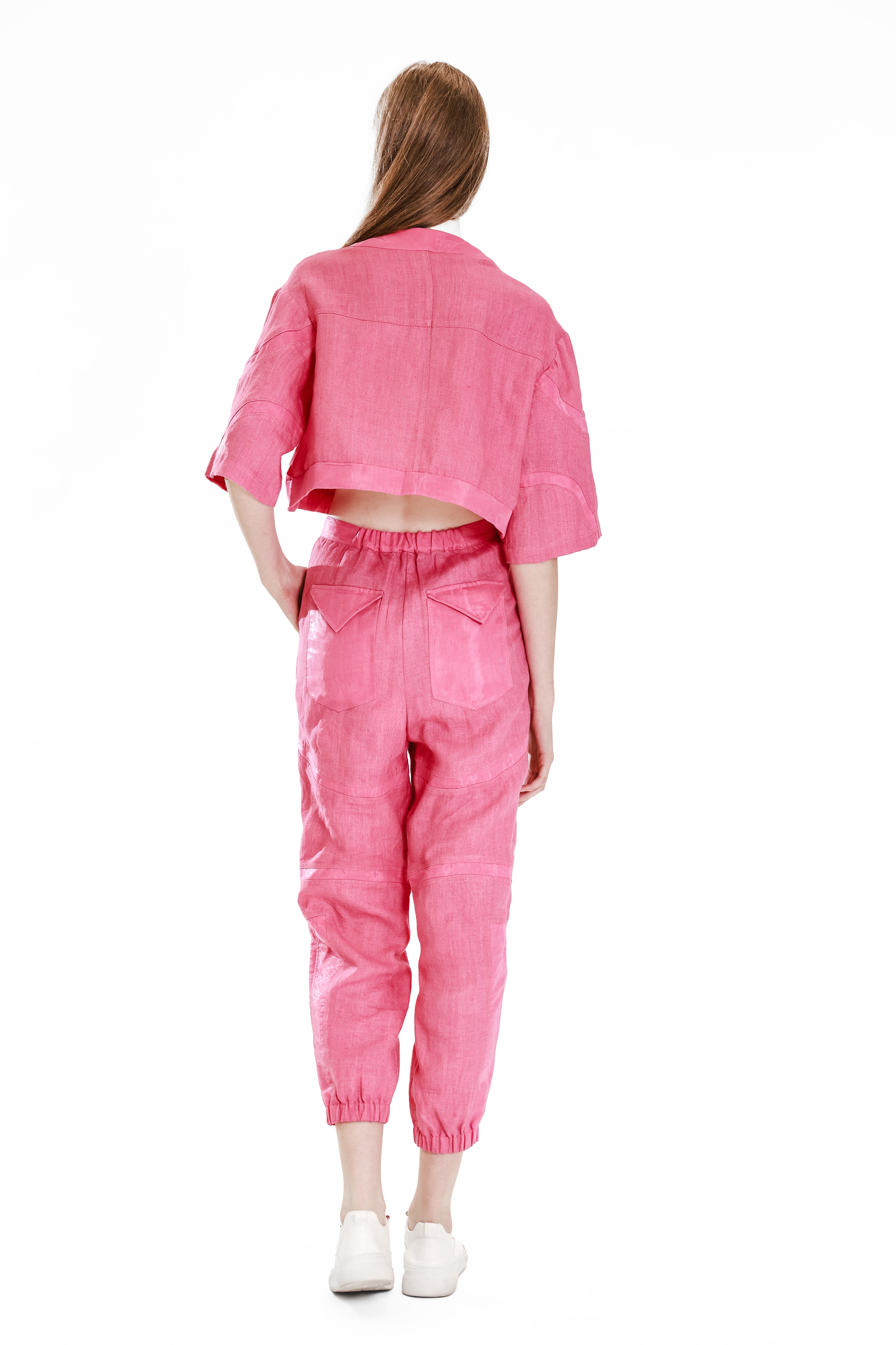 PEACH / MINT GREEN PANELLED CROPPED JACKET