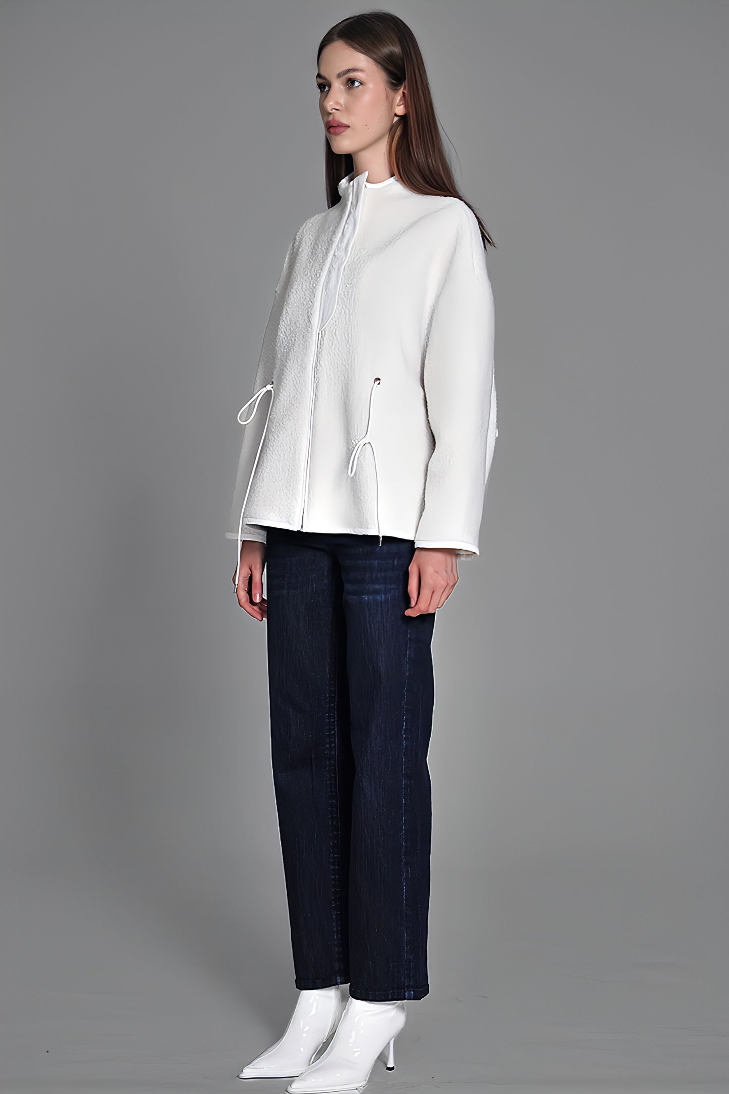 
                  
                    BLACK/WHITE TEXTURED FUR JACKET
                  
                