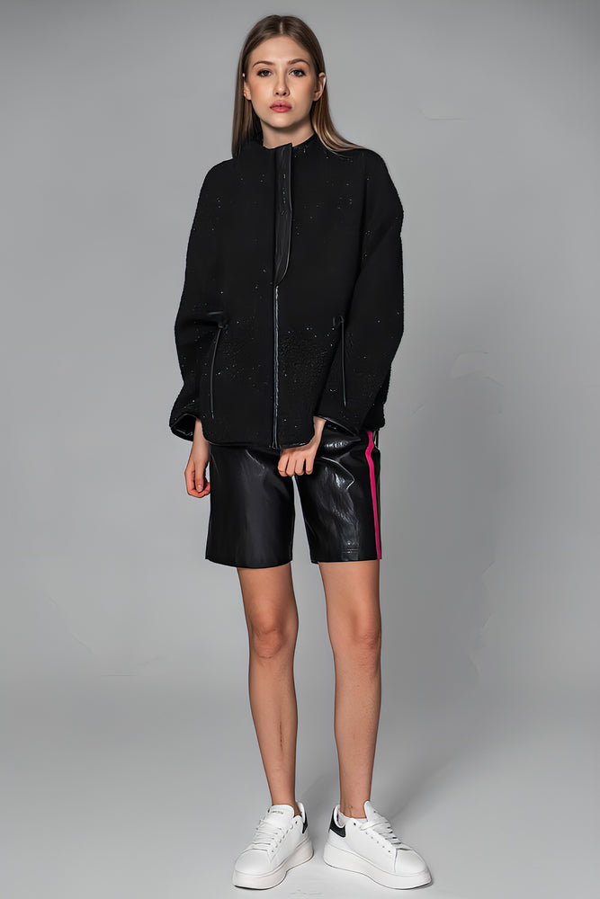 
                  
                    BLACK/WHITE TEXTURED FUR JACKET
                  
                