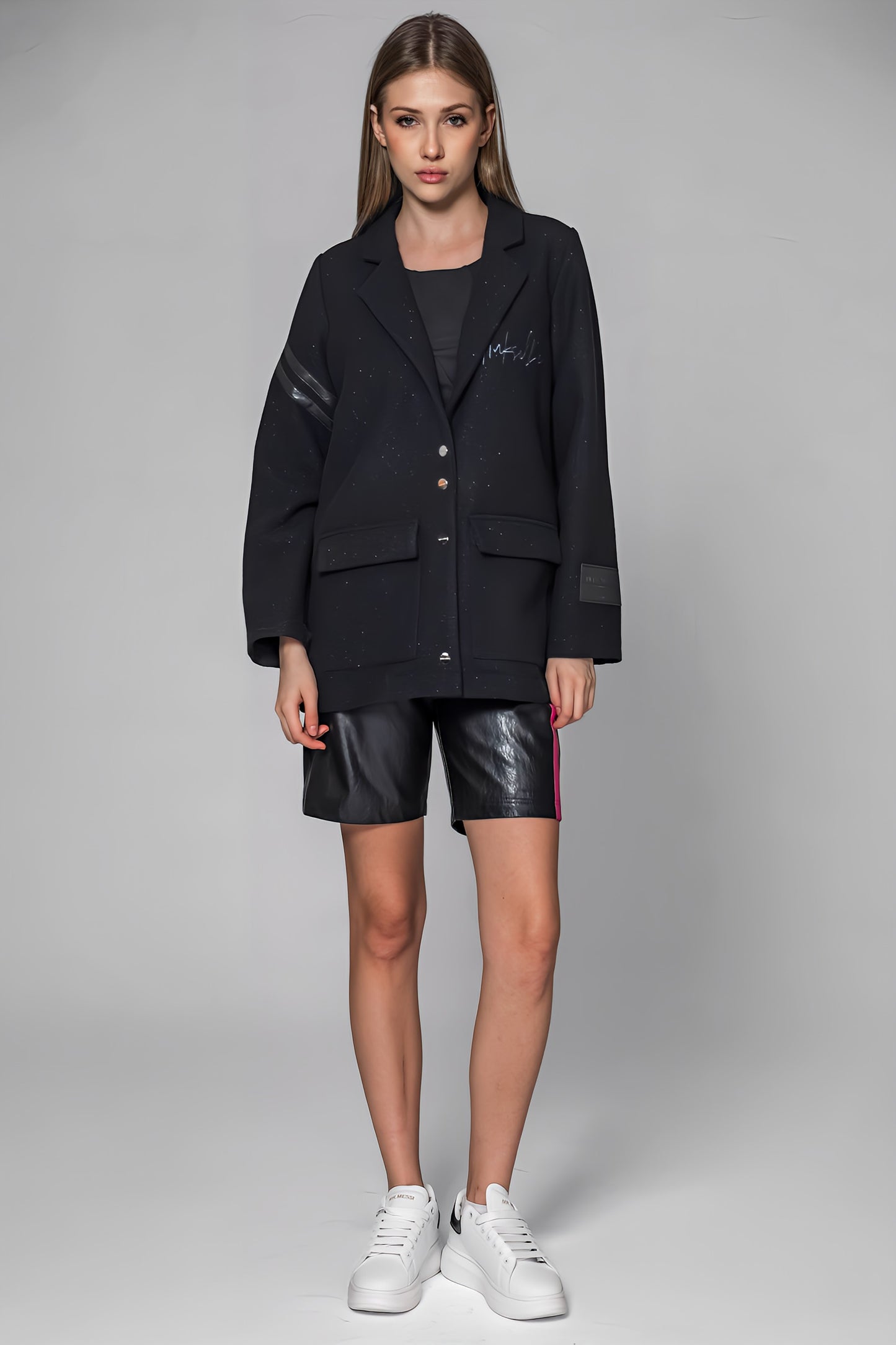 
                  
                    BLACK LEATHER BERMUDA SHORTS
                  
                