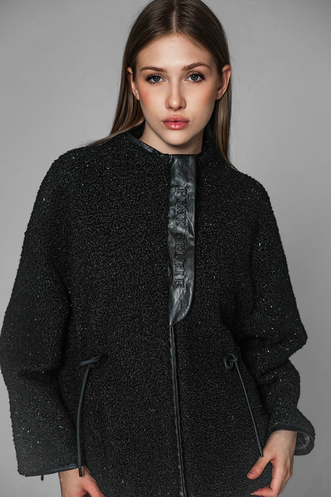 
                  
                    BLACK/WHITE TEXTURED FUR JACKET
                  
                