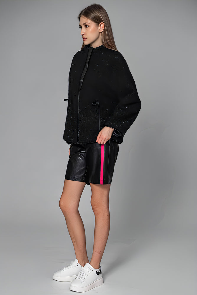 
                  
                    BLACK/WHITE TEXTURED FUR JACKET
                  
                