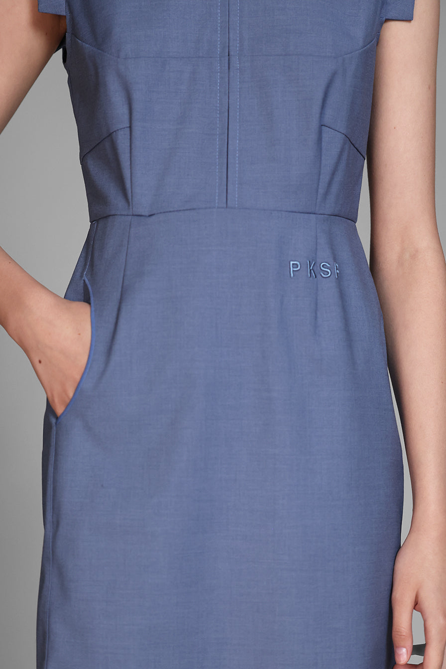 
                  
                    GREY/BLUE SUIT-STYLE CASUAL DRESS
                  
                