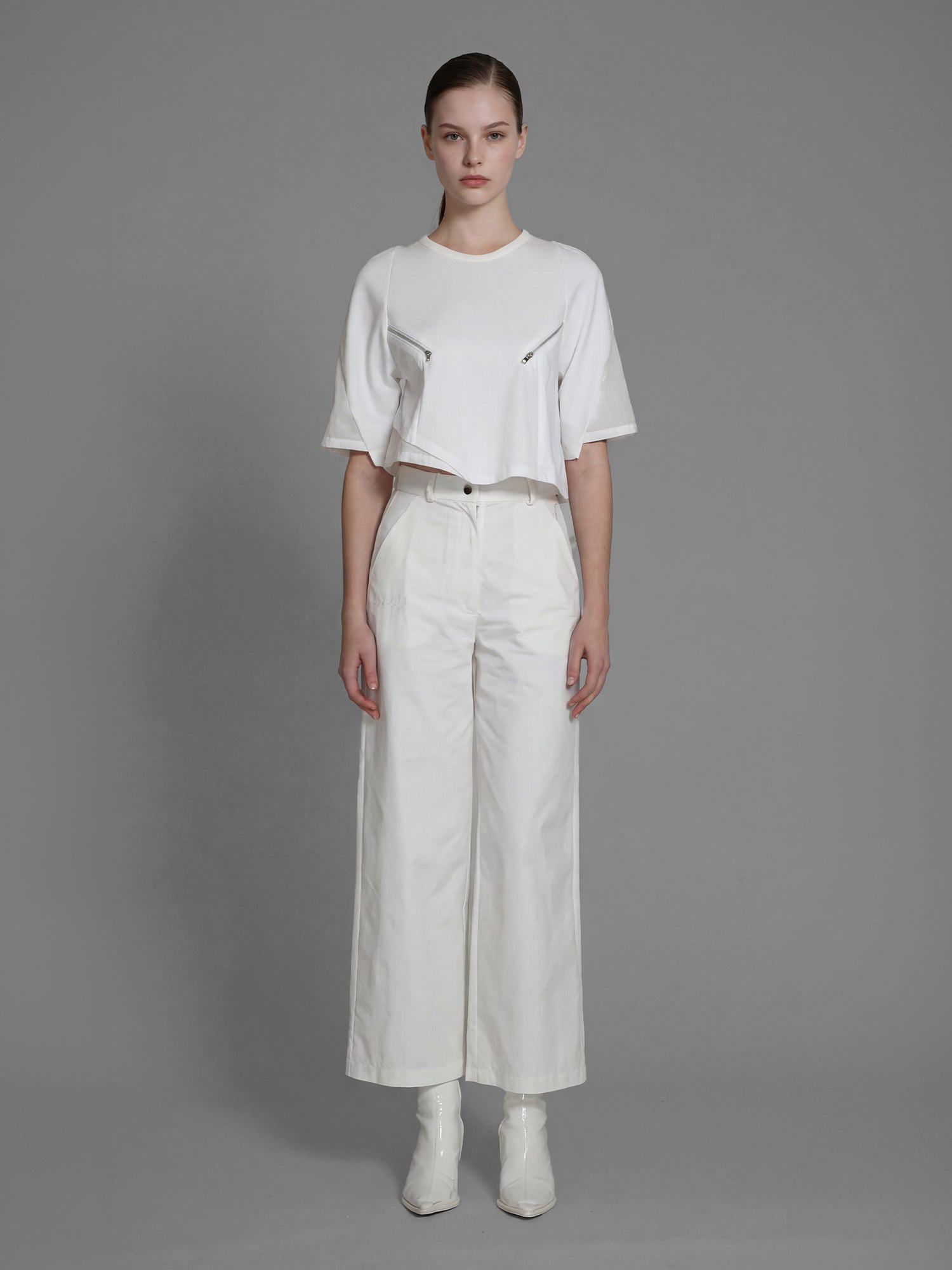 CLASSIC BLACK / STARRY WHITE TRENCH STRAIGHT-LEG PANTS