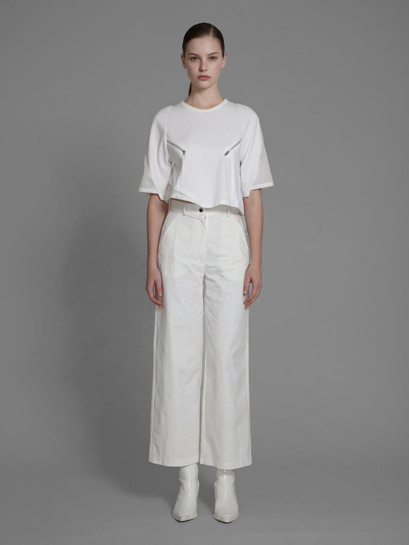 CLASSIC BLACK / STARRY WHITE TRENCH STRAIGHT-LEG PANTS