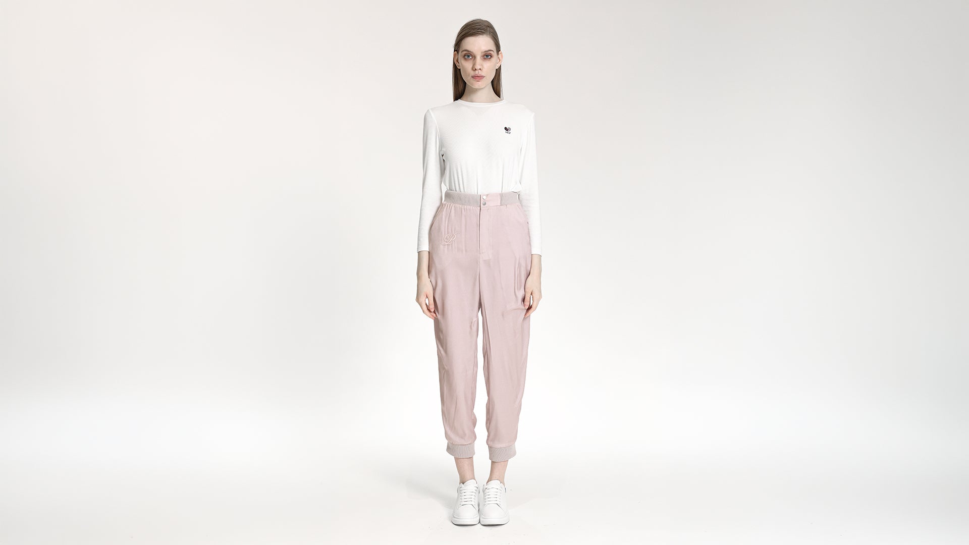 NUDE BEIGE EMBROIDERED JOGGER PANTS
