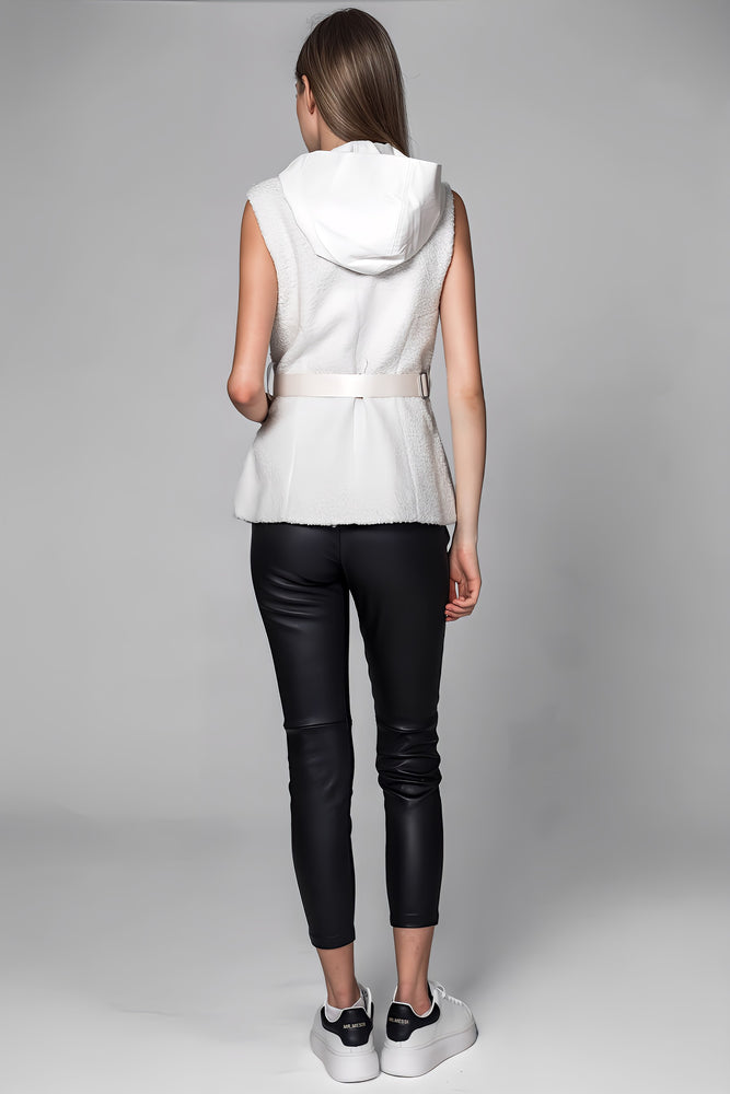
                  
                    BLACK/WHITE TEXTURED WOOL-PANELLED HOODED VEST JACKET
                  
                